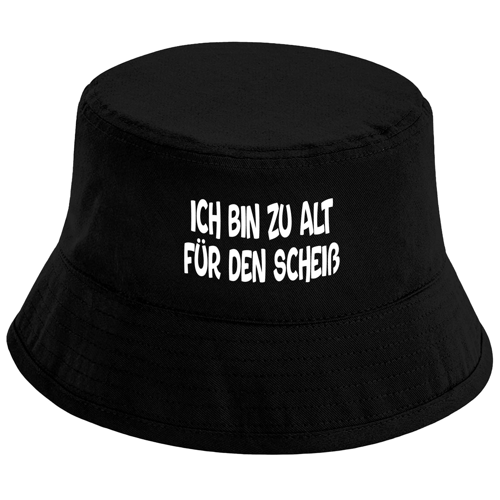Herzbotschaft Sonnenhut Bucket Hat Ich bin zu alt für den Scheiß (Unisex Einheitsgröße, Sommerhut mit Spruch, Festivalhut, Fischerhut) für Damen & Herren