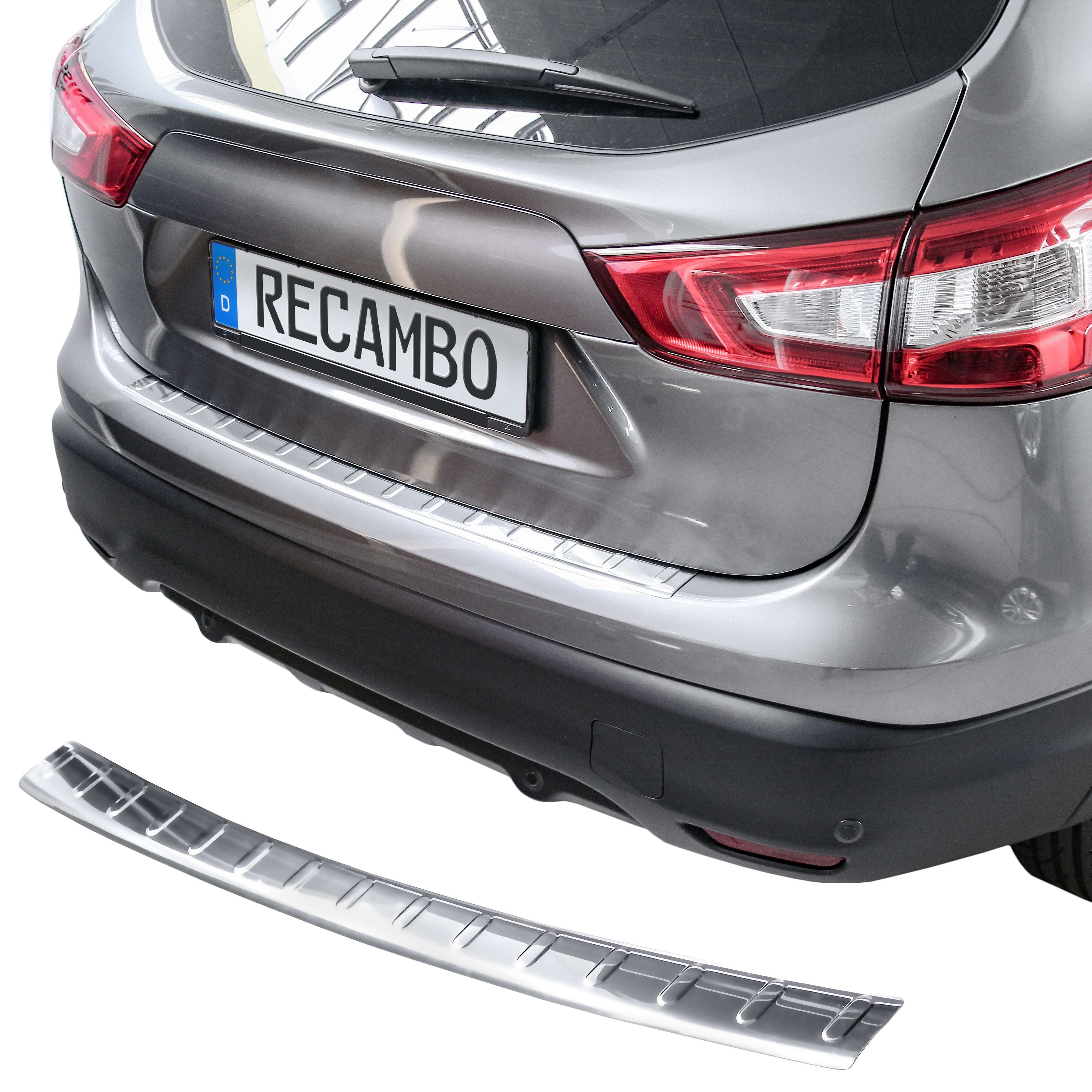 RECAMBO Ladekantenschutz für NISSAN QASHQAI J11, 2013-2016 Stoßstangenschutz, V2A rostfrei, Exklusive Optik, praktischer Schutz & perfekte Passform