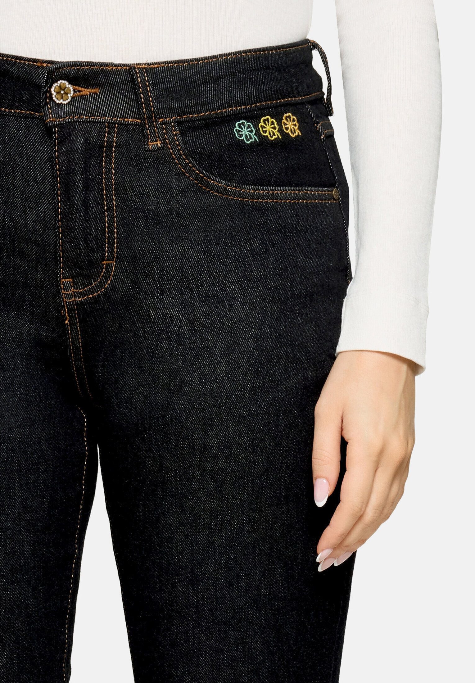 Cartoon Stretch-Jeans Damen mit Strass