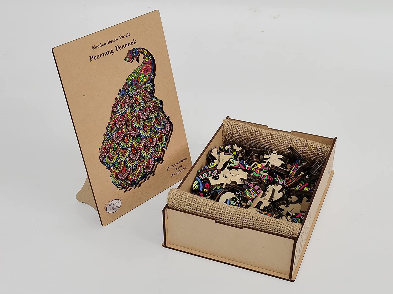 CRAFT Buddy Spiel Craft Buddy PUZZWD-02 - Wooden Jigsaw Puzzle, Preening Peacock, Pfa...