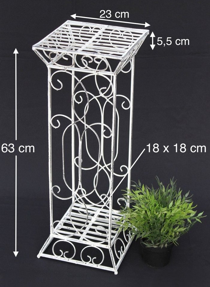 Thumbnail - DanDiBo Blumenhocker Metall Weiß Eckig 2er Set 63 cm und 77 cm Blumenständer 20304, Blumensäule
