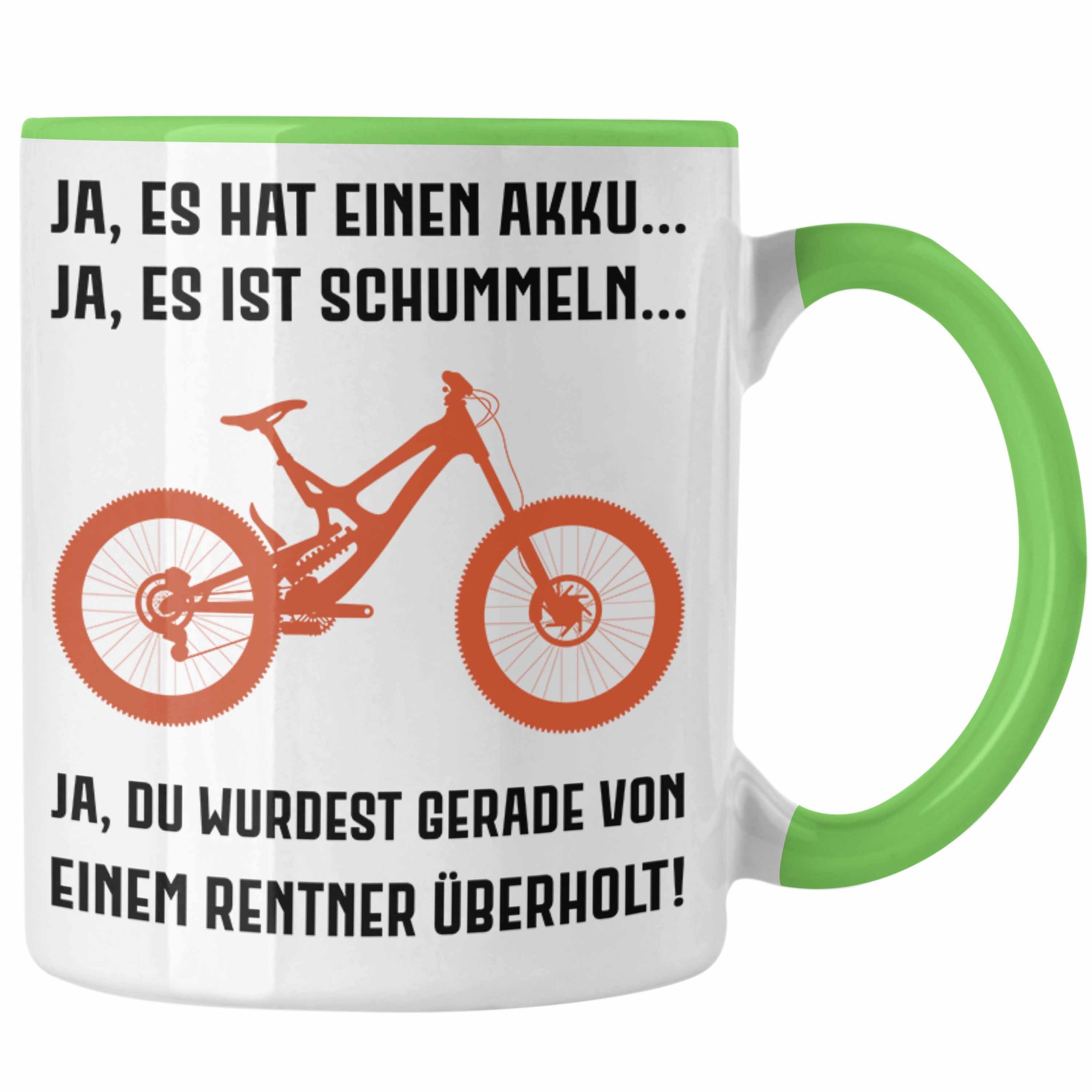 Rentnerin E-Bike Rentner Tasse mit Kaffeetasse Geschenke Sprüche Geschenk - Trendation Ebike Trendation Spruch Tasse Lustige Elektrofahrrad Grün