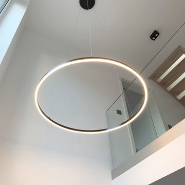 s.luce Pendelleuchte LED Hängelampe Ring 100 5m Abhängung Goldfarben, Warmweiß