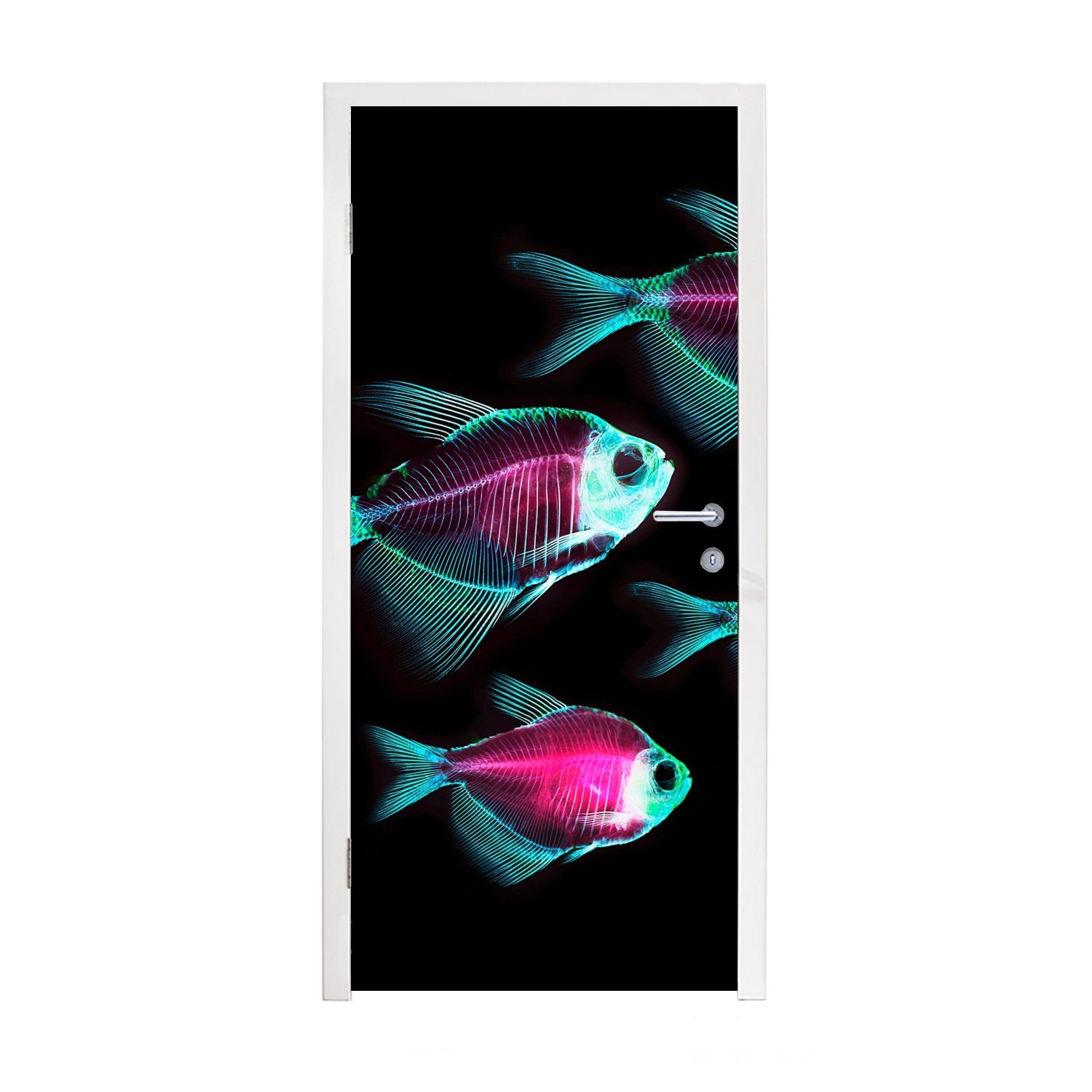 MuchoWow Türtapete Fisch - Lila - Blau, Matt, bedruckt, (1 St), Fototapete für Tür, Türaufkleber, 75x205 cm