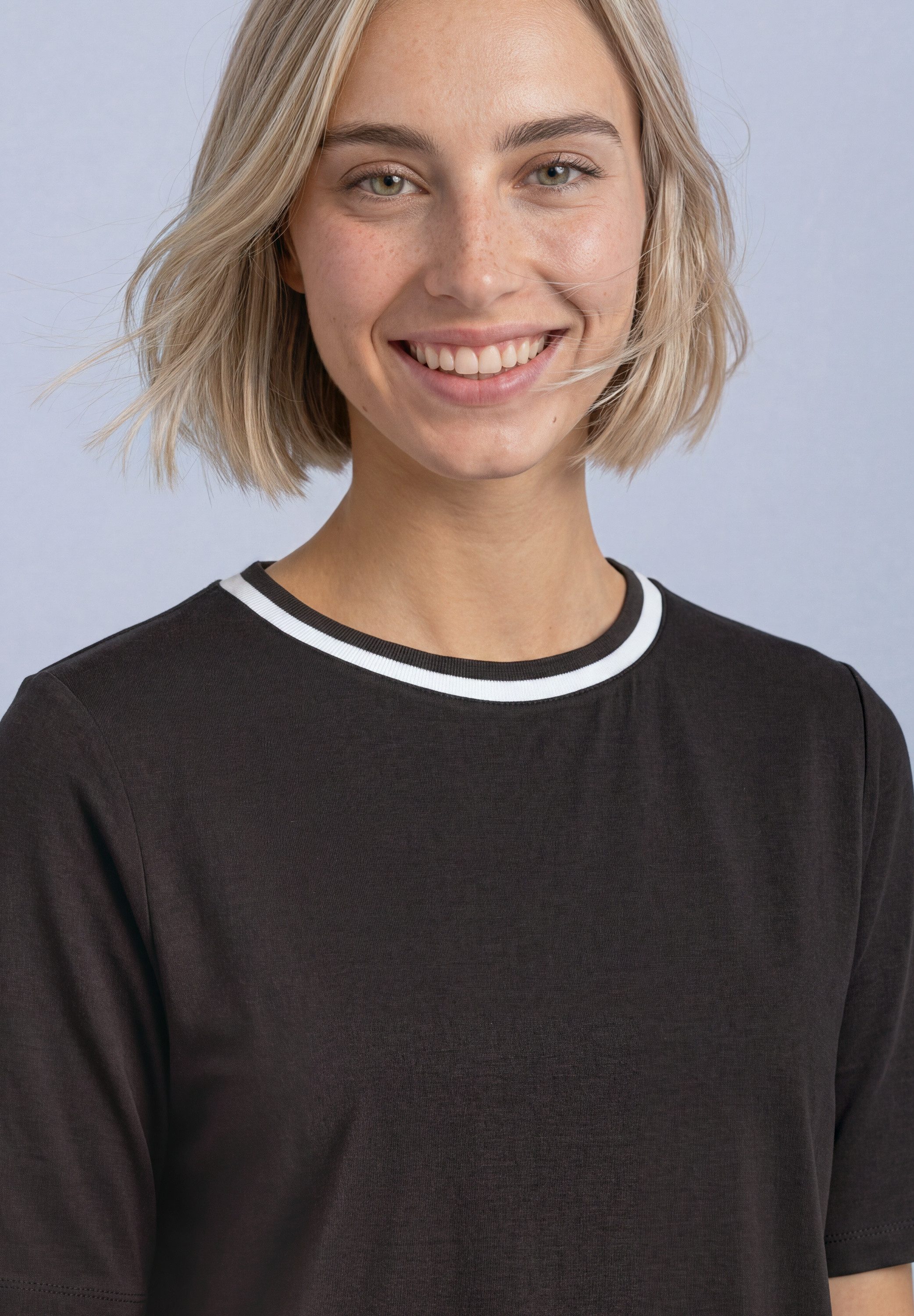 STREET ONE Kurzarmshirt Sommershirt mit Kontrastdetails