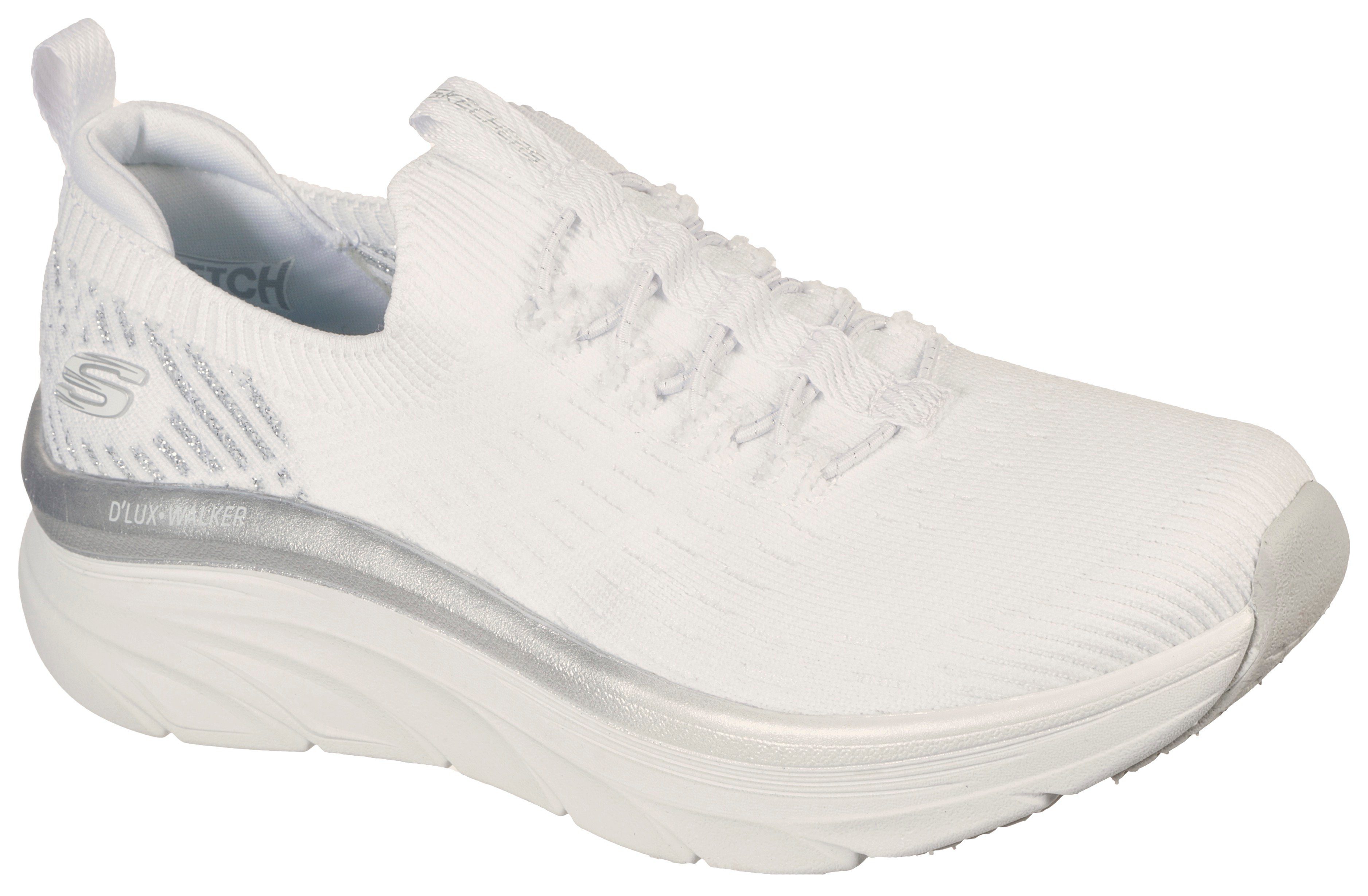 Skechers D'LUX WALKER - LET Sneaker Gummizug Slip-On mit weiß Schlupfen GLOW IT zum