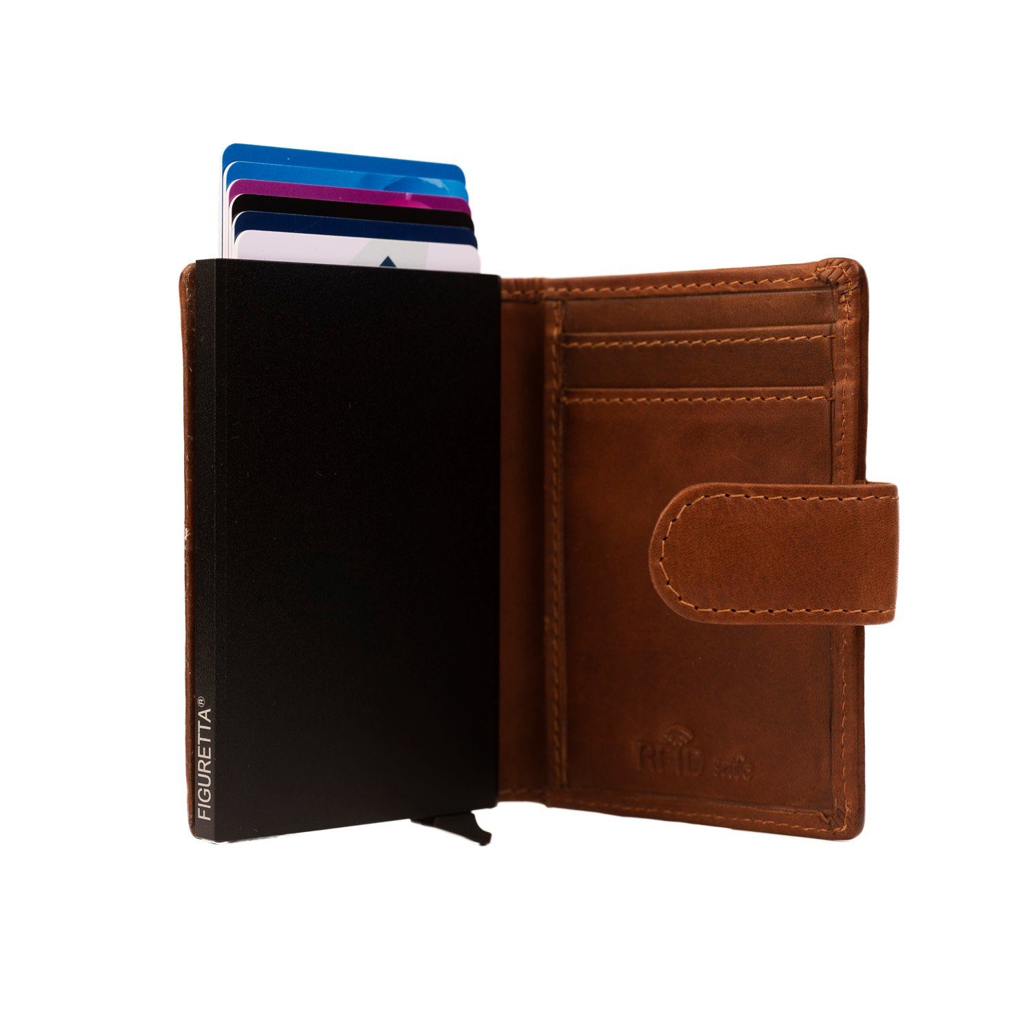 The Chesterfield Brand Geldbörse Loughton Wax Pull Up Leder (1-tlg), •Alu-Etui zum hochschieben von ca.5 Karten
