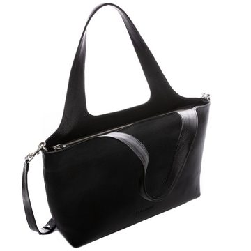 FEYNSINN Handtasche Leder Damen NEA 13", Shopper Echtleder für Damen, Ledertasche mit Reißverschluss schwarz