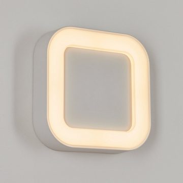 hofstein Außen-Wandleuchte »Caltabellotta« moderne Außenlampe aus Metall/Kunststoff in Weiß, 3000 Kelvin, Wandlampe eckig, LED, 1100 Lumen, IP44