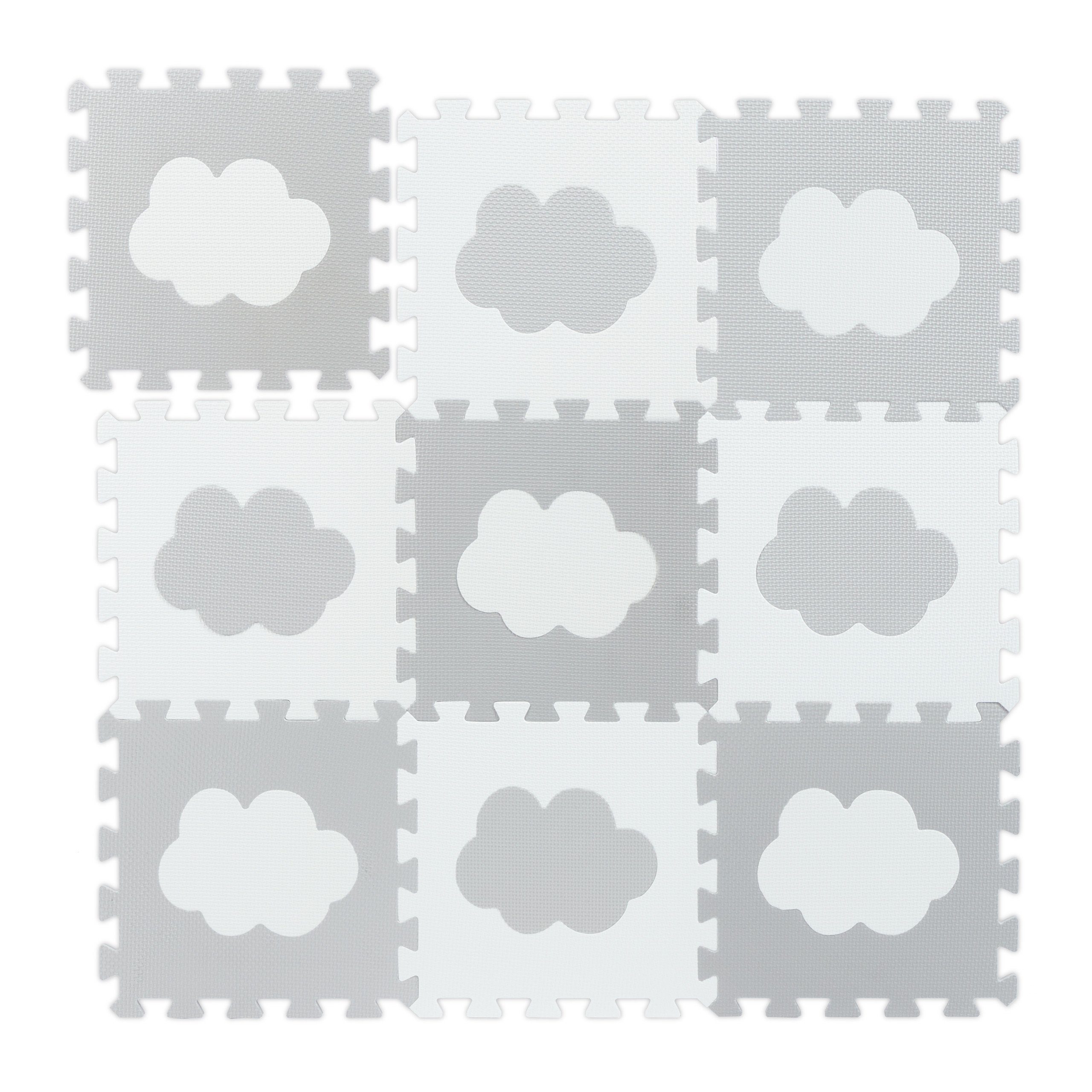 relaxdays Spielmatte 18-tlg. Puzzlematte Wolke, Weiss-grau günstig online kaufen