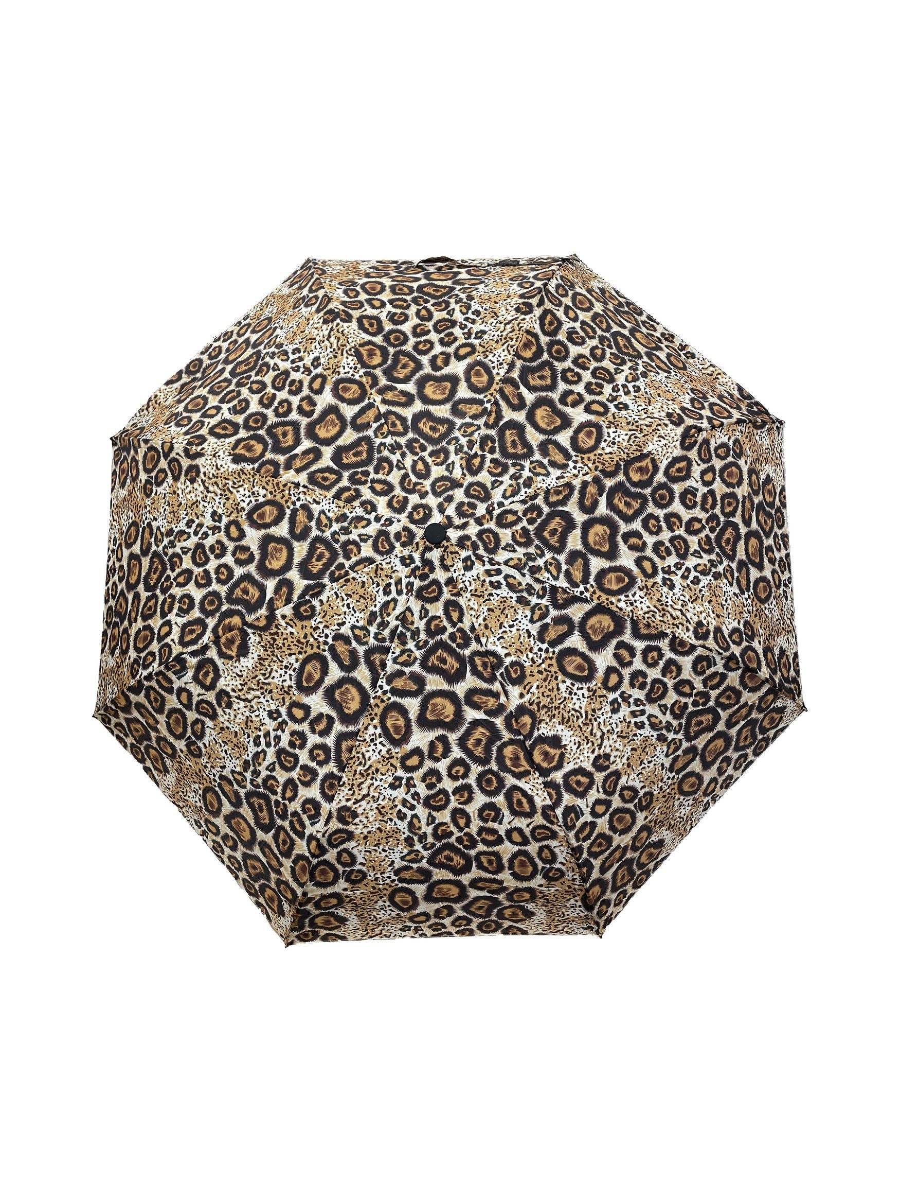 ANELY Taschenregenschirm Regenschirm Leopard Muster in Braun Taschenschirm, 6747 Kleiner Automatik