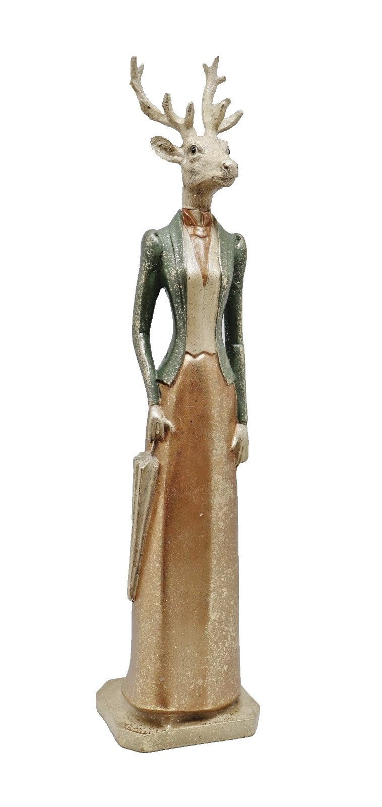 Kaufhaus le petit Tierfigur Deko Hirsch Elch Rentier Hirschkuh Kuh Reh Rehkitz Tier Figur Skulptur, Frau Dekofigur Dekoskulptur Dekoobjekt aus Polyresin (Kunststein)