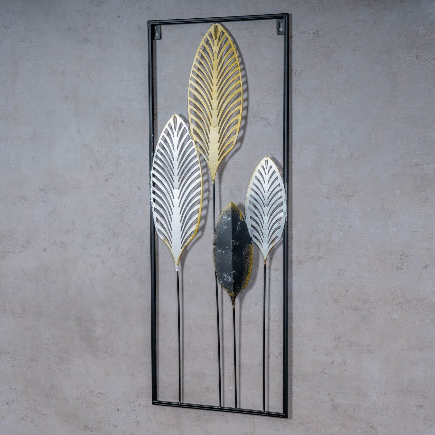 Levandeo® Wandbild, Wandbild H74cm Metallbild Gold günstig online kaufen