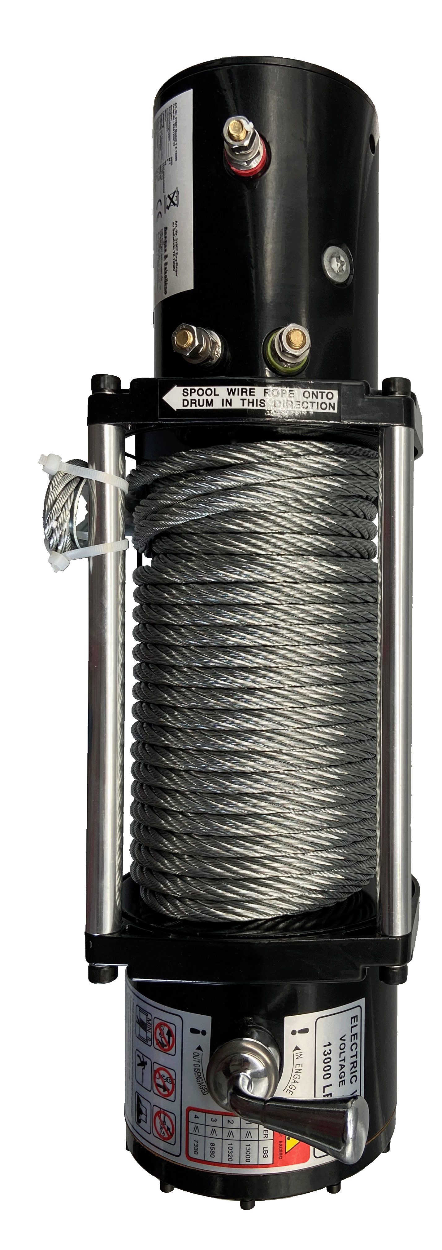Berger & Schröter Seilwinde Profi 12 V, 5900/11800 kg Stahlseil, Mit Rollenfenster und Funkfernbedienung