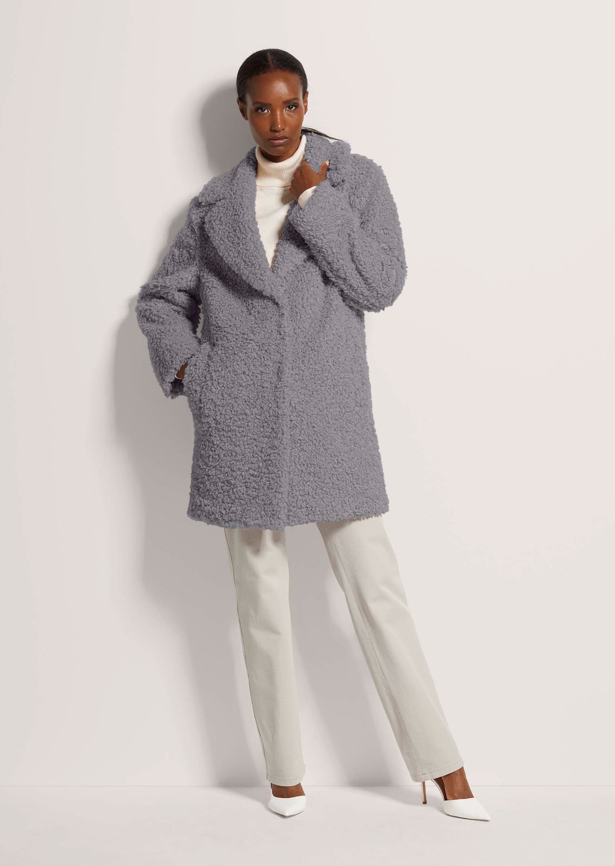 MADELEINE Kurzmantel Flauschiger Webpelz mit Reverskragen Teddymantel mit T günstig online kaufen