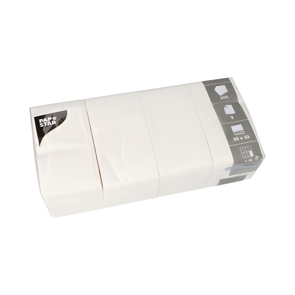 PAPSTAR Papierserviette Servietten, 2-lagig 1/8-Falz 33 cm x 33 cm weiss 250 Stk