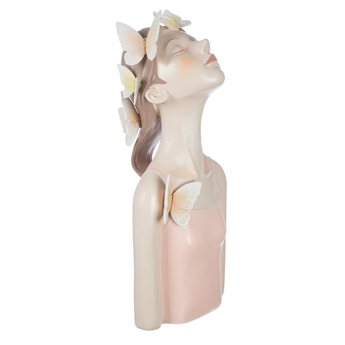 MF Skulptur Dekofigur Lady Butterfly Schmetterlingsmotiv Kunstharz Rosa Weiß (1 St)