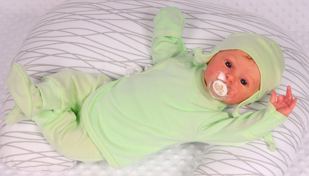 La Bortini Erstausstattungspaket Wickelhemdchen Hose und Mütze Baby Anzug für Frühchen und Neugeborene aus reiner Baumwolle