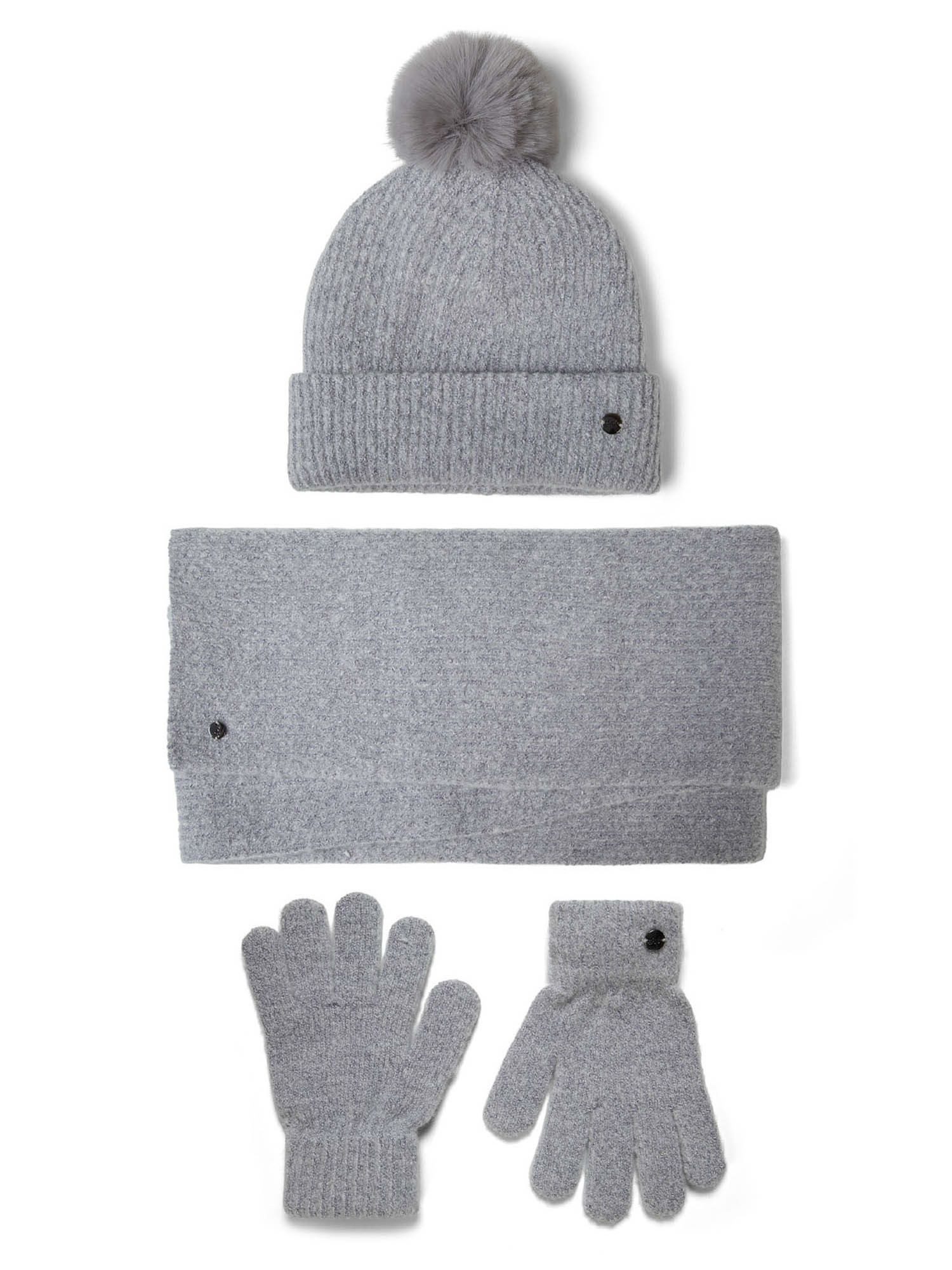 Mütze & Schal Wintermütze, Schal und Handschuhe, aus Strickstoff