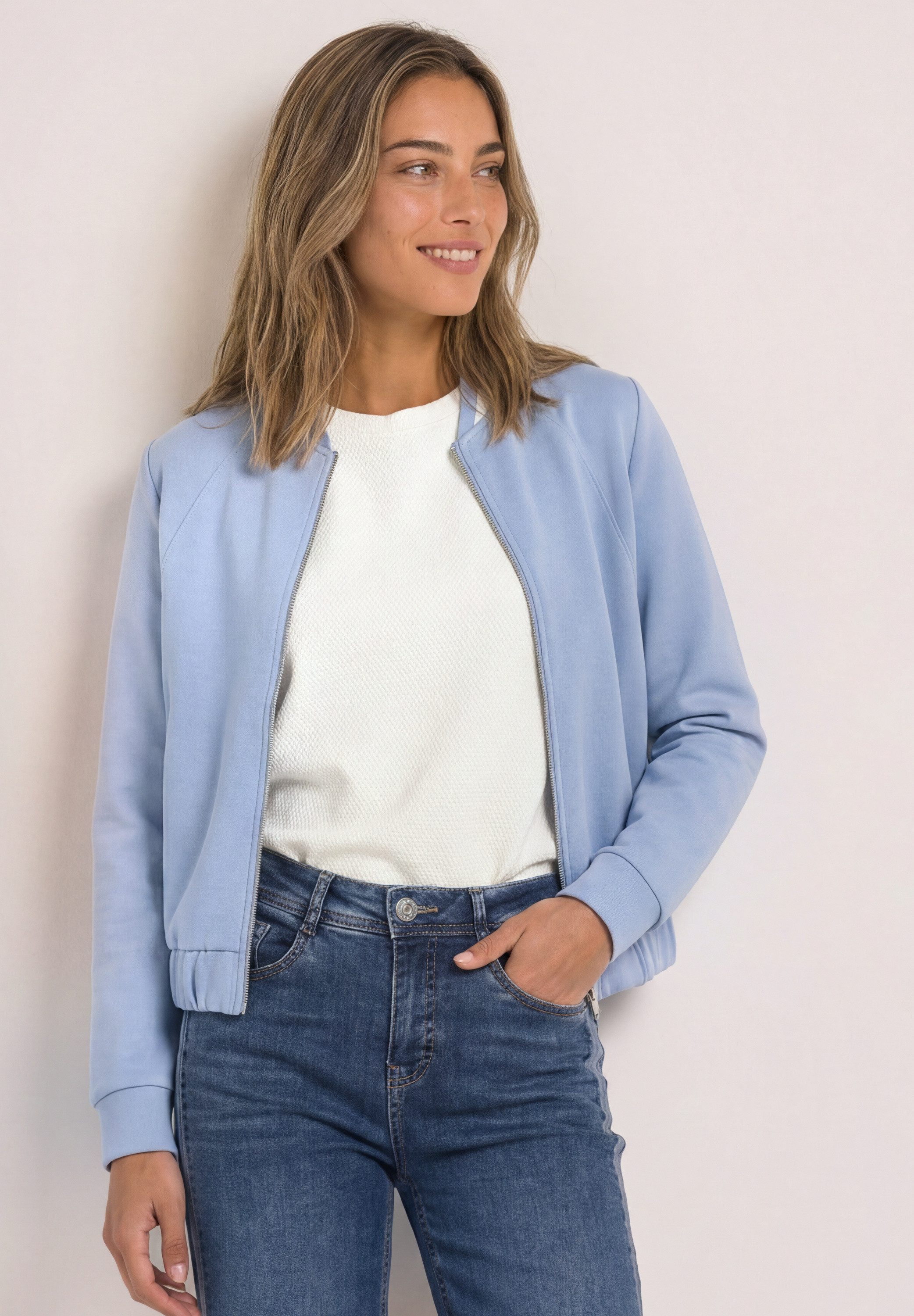 STREET ONE Sweatjacke im Silk-Look mit Zipper