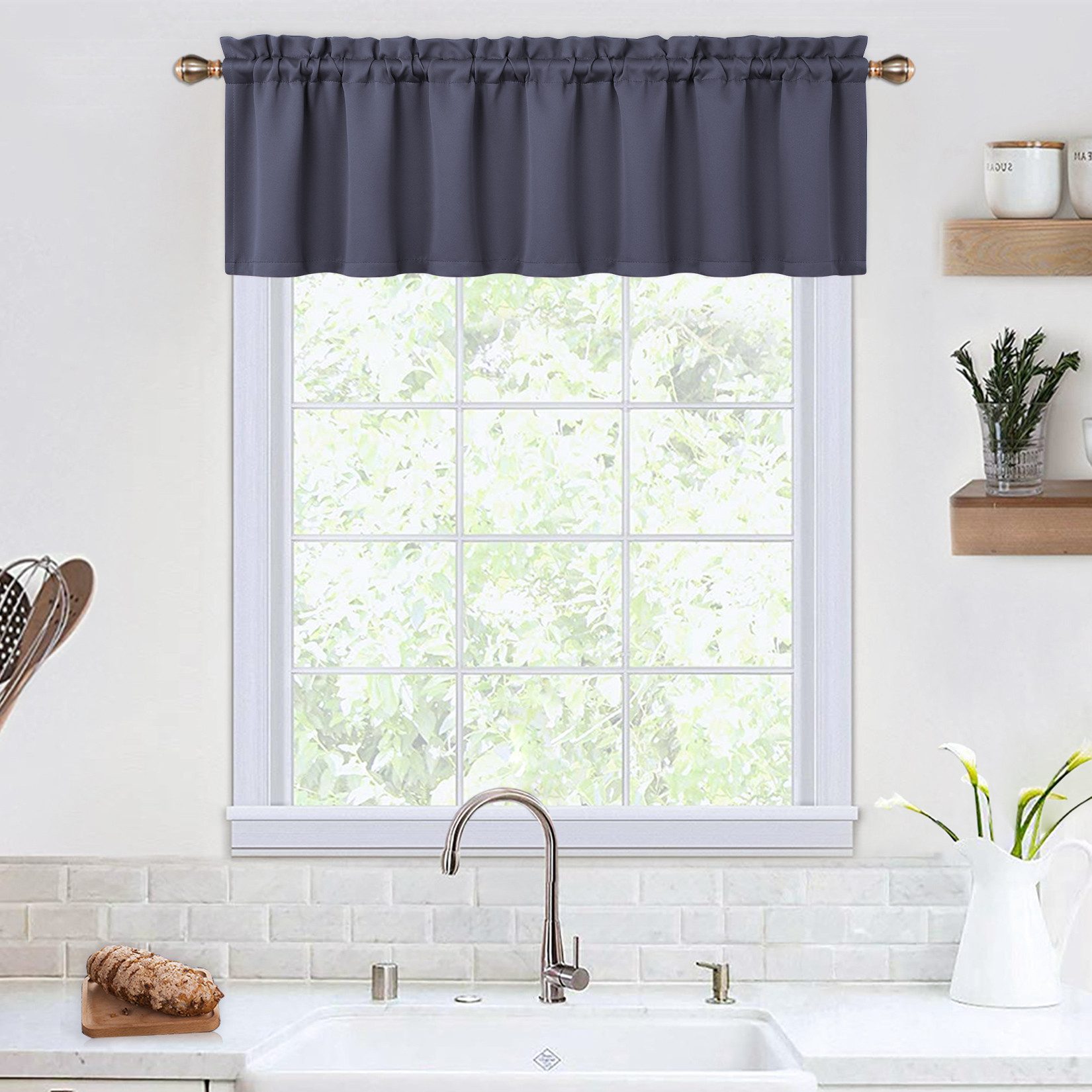GarveeMore Gardine Verdunkelungsvorhang Scheibengardine Panneaux Kuvertstore, Thermoisolierende Verdunkelungsvorhänge für Küche und kleine Fenster – Bild 2 von 5
