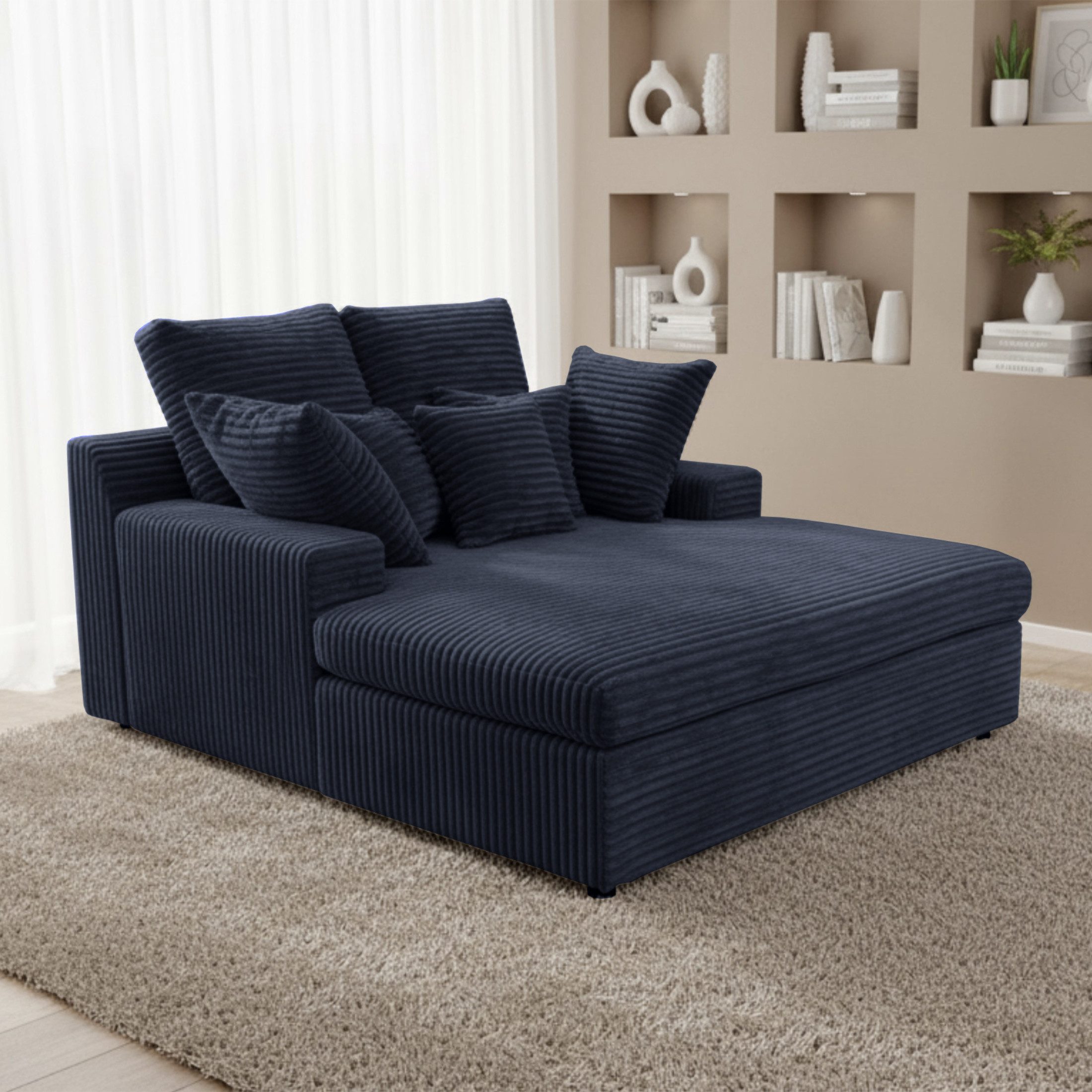 Friderik-EU Chaiselongue LAZY ONE XXL Sessel im modernen Breitcord-Look, Freistehend / Abnehmbare Kissenbezüge mit Reißverschluss