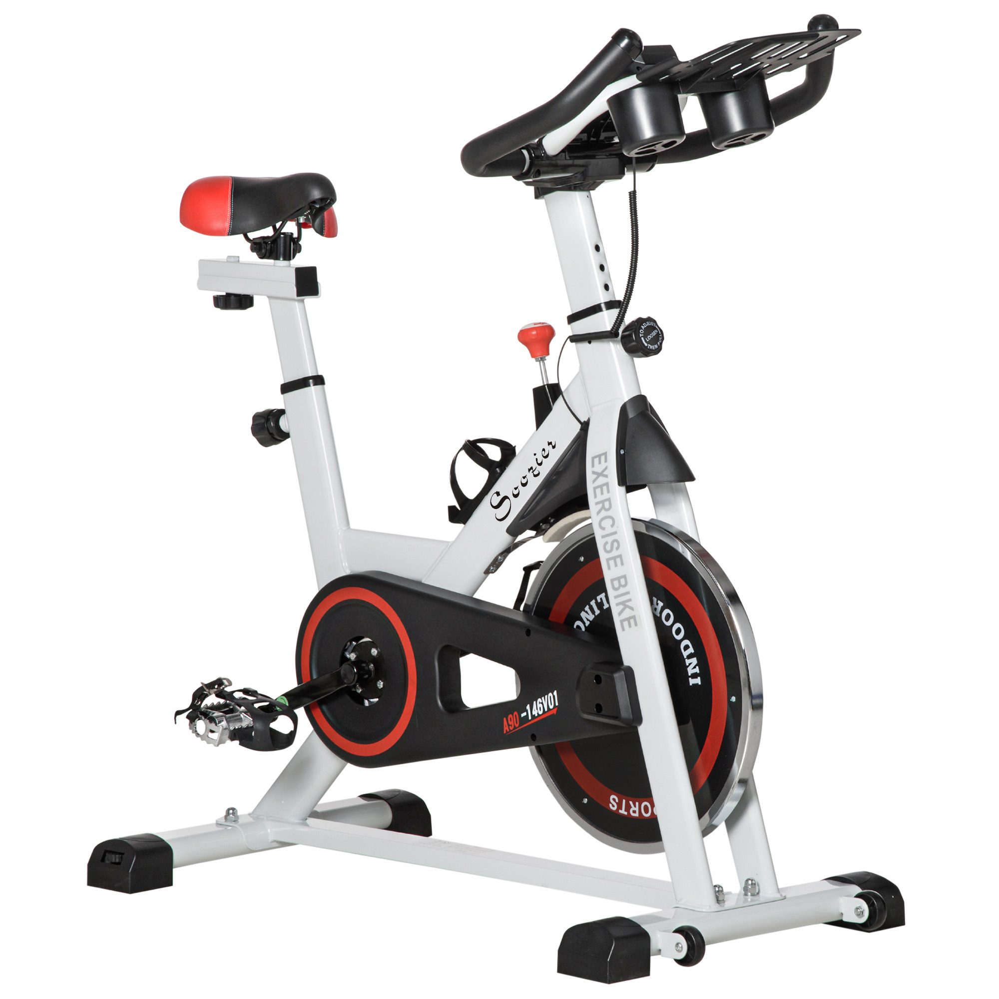 HOMCOM Heimtrainer Fahrradtrainer mit Display (Fahrradtrainer, 1-tlg., Liege-Heimtrainer), für Büro, Weiß+Schwarz