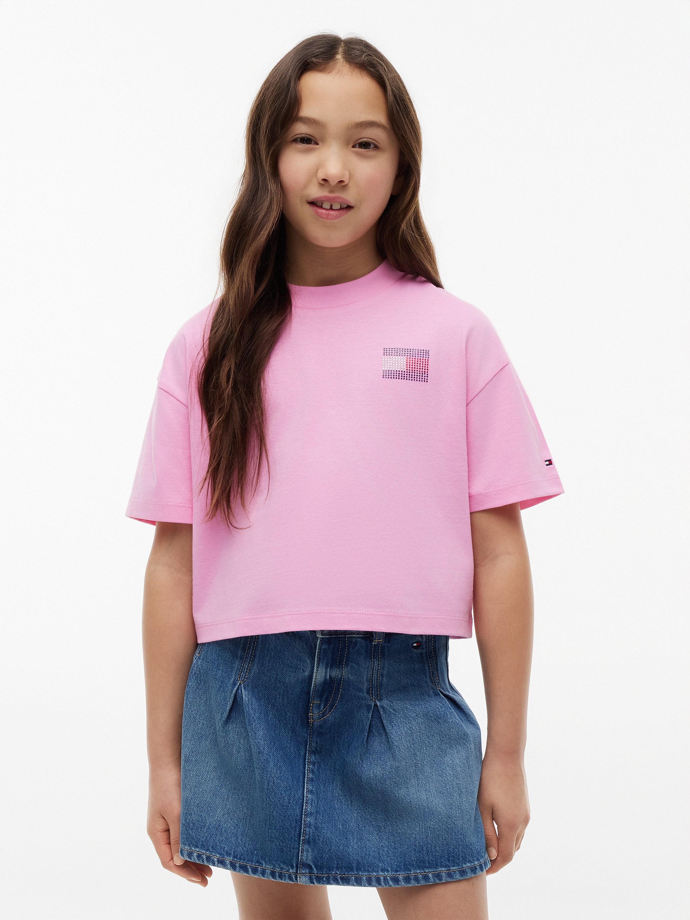 Tommy Hilfiger T-Shirt Rundhalsausschnitt, mit Glitzersteinen, Kinder bis 16 Jahre