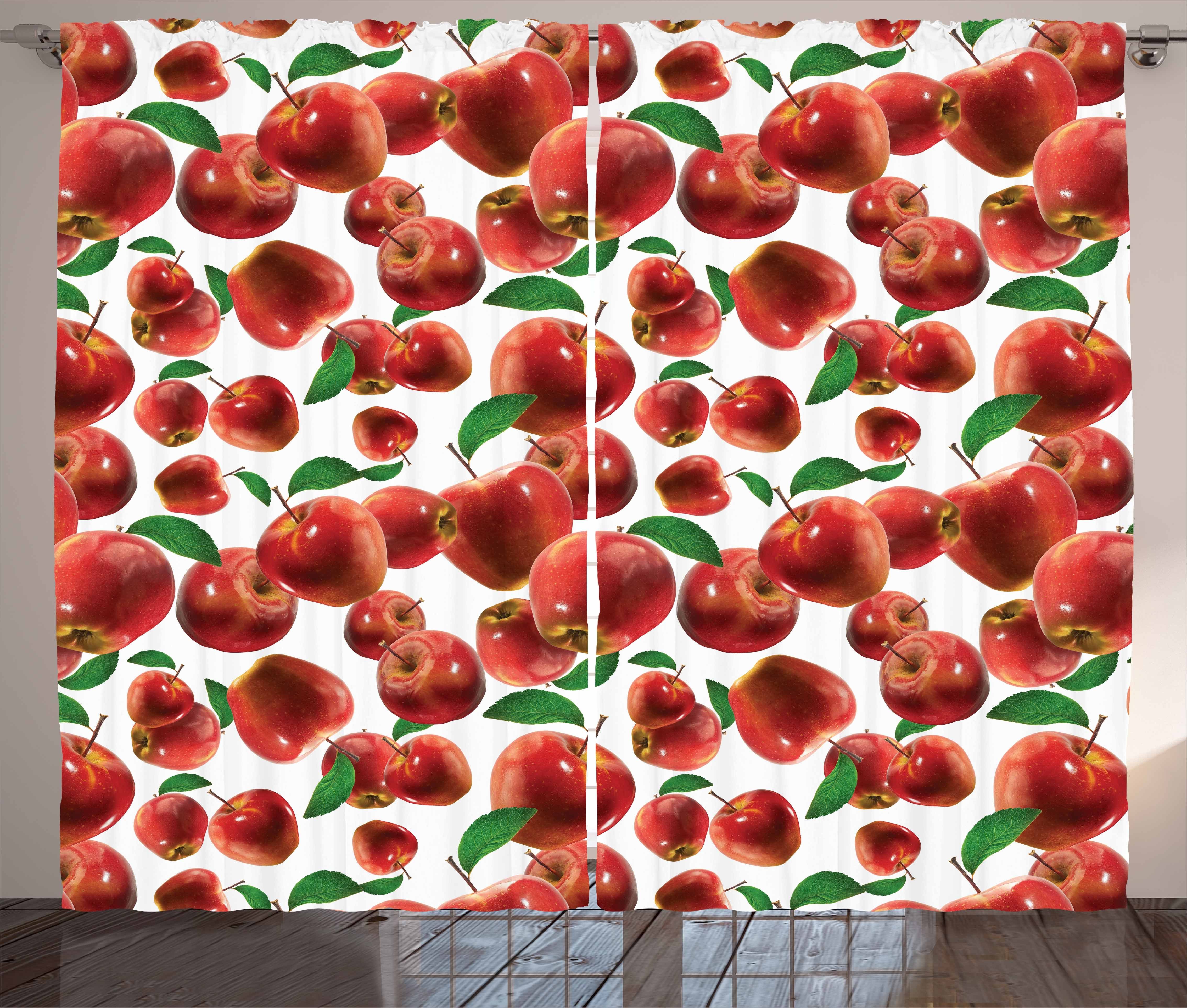 Gardine Schlafzimmer Kräuselband Vorhang mit Schlaufen und Haken, Abakuhaus, Apfel Herbst-Saison Früchte
