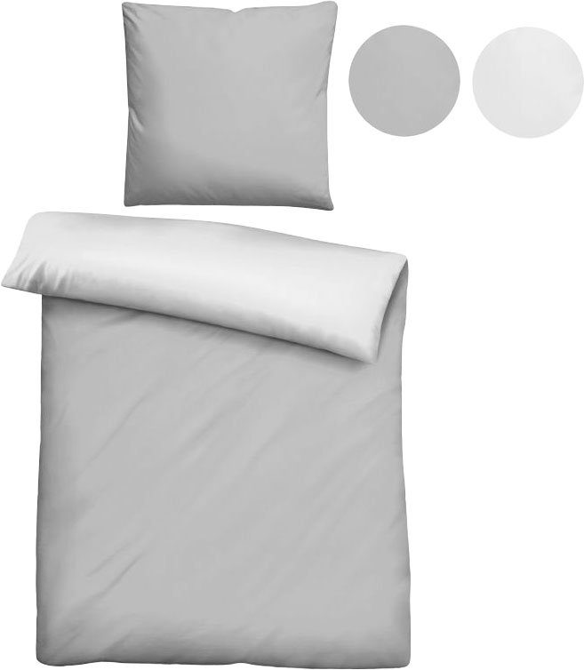 Castell - Markenbettwäsche Bettwäsche 0560500, Microfaser, 2 teilig, Microfaser-Satin,2 teilig, pflegeleichte Bettwäsche mit Reißverschluss