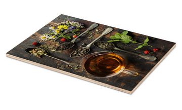 Posterlounge Holzbild Editors Choice, Tee mit Honig, wilden Beeren und Blumen, Arztpraxis Fotografie