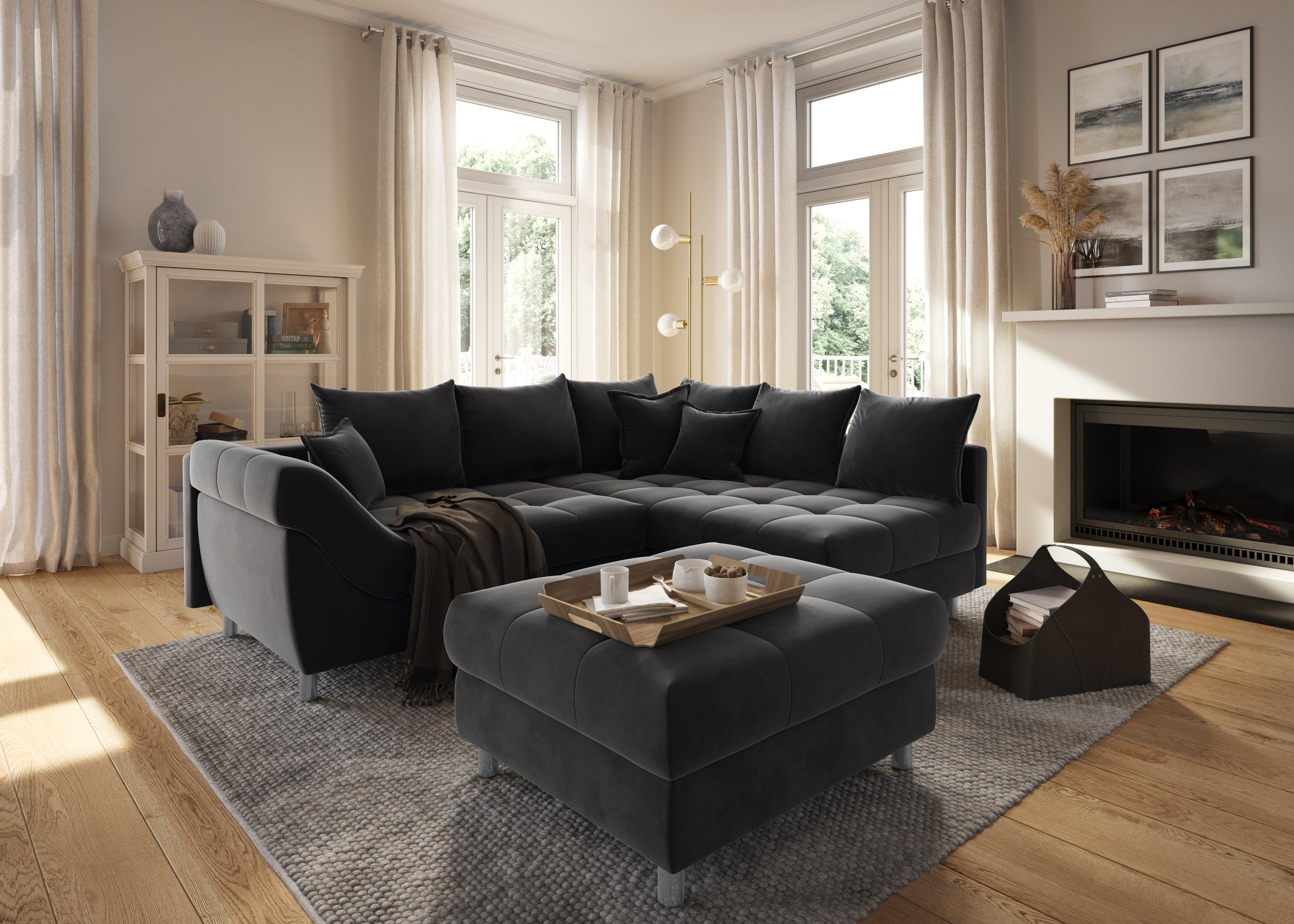 COLLECTION AB Ecksofa Innsbruck L-Form, B: 247 cm, 3 Zierkissen, Federkern