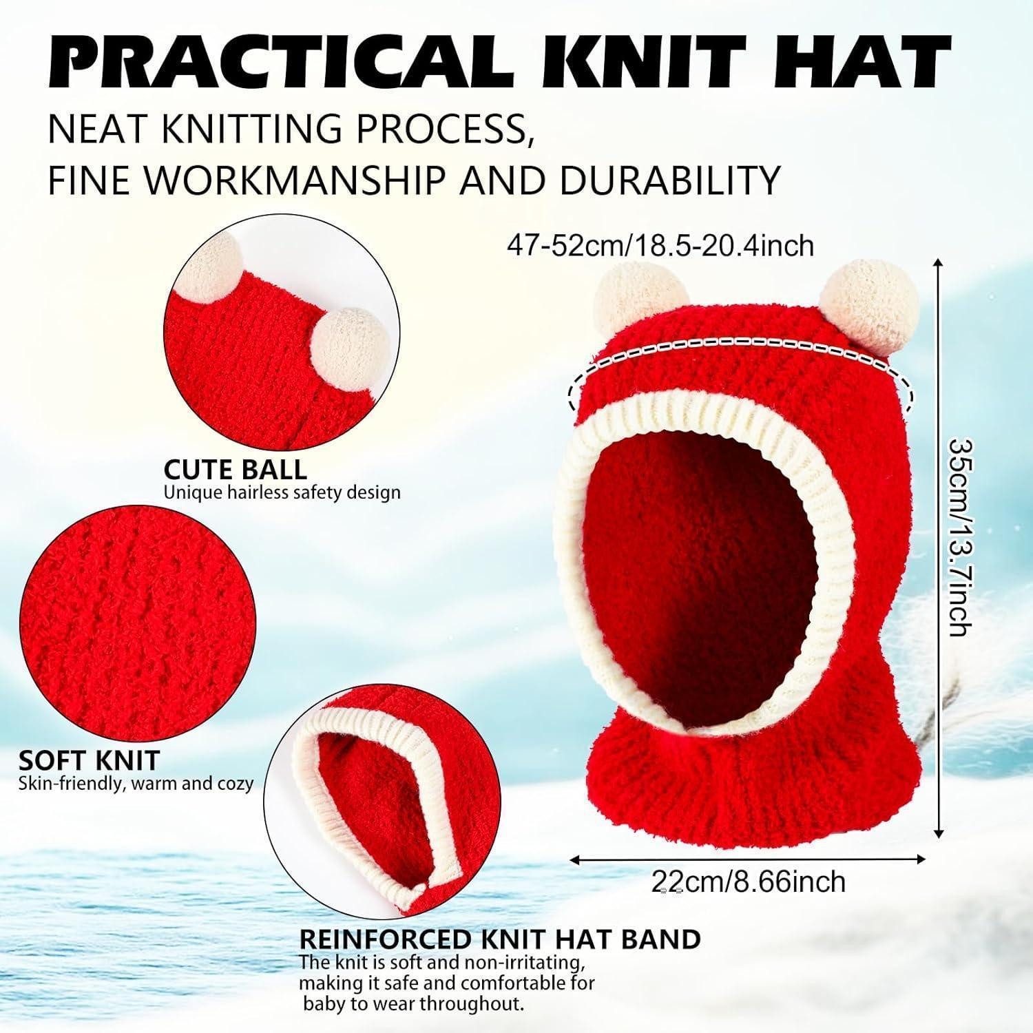 LuxusKollektion Schlupfmütze Schlupfmütze Baby Thermo Winddicht Bommel PomPom Rot