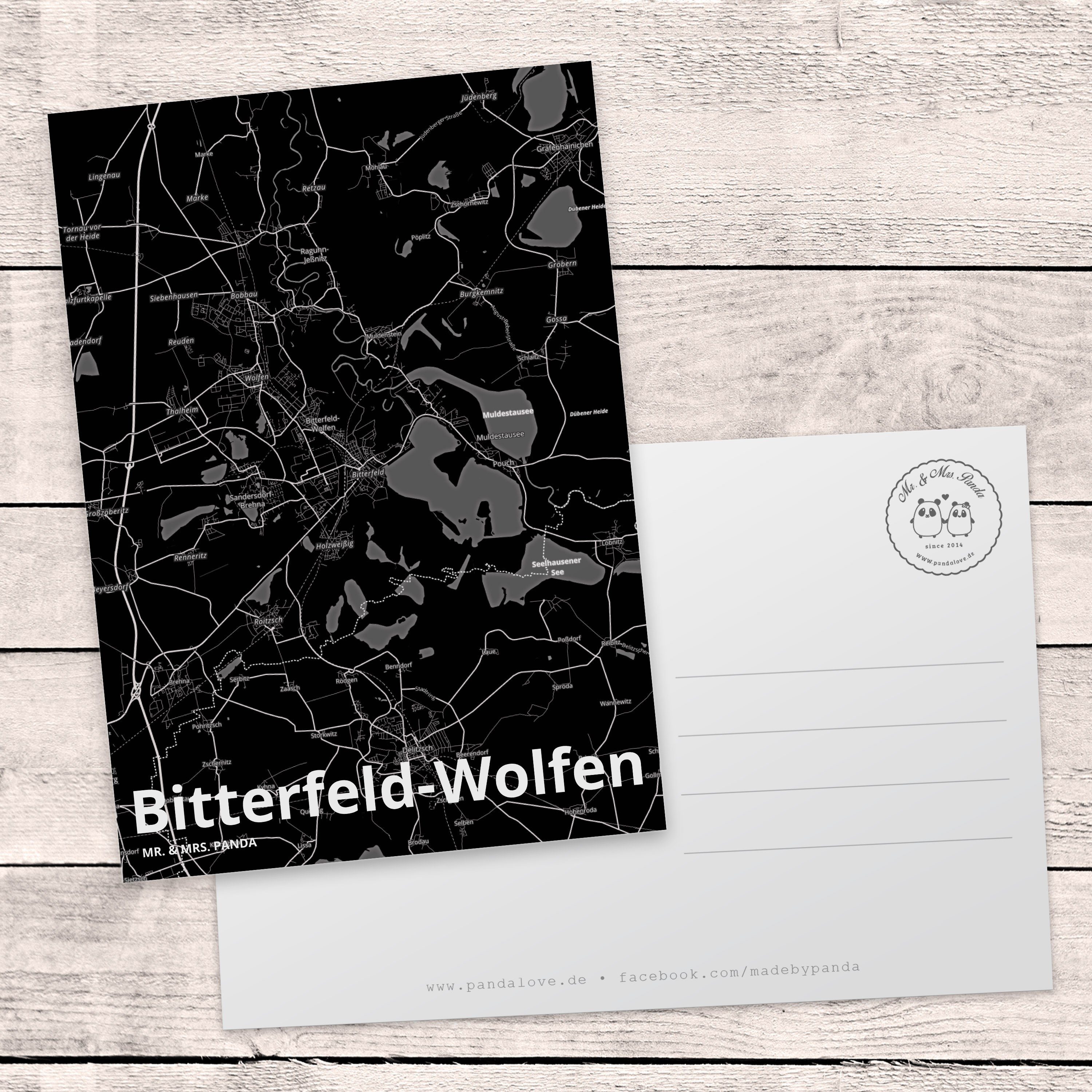 Bitterfeld-Wolfen - S Landkarte Stadt Mrs. & Panda Karte Dorf Geschenk, Postkarte Karte, Mr. Map