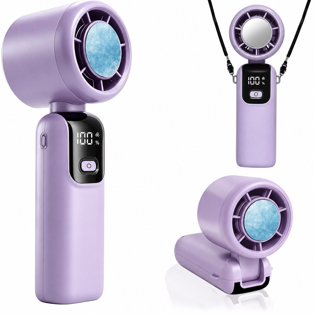 nsihing Handventilator Handventilator 3-in-1, Turbo Ventilator USB-C 4000 mAh, 1–100 Stufen, LED Anzeige & Halbleiter-Kühlung