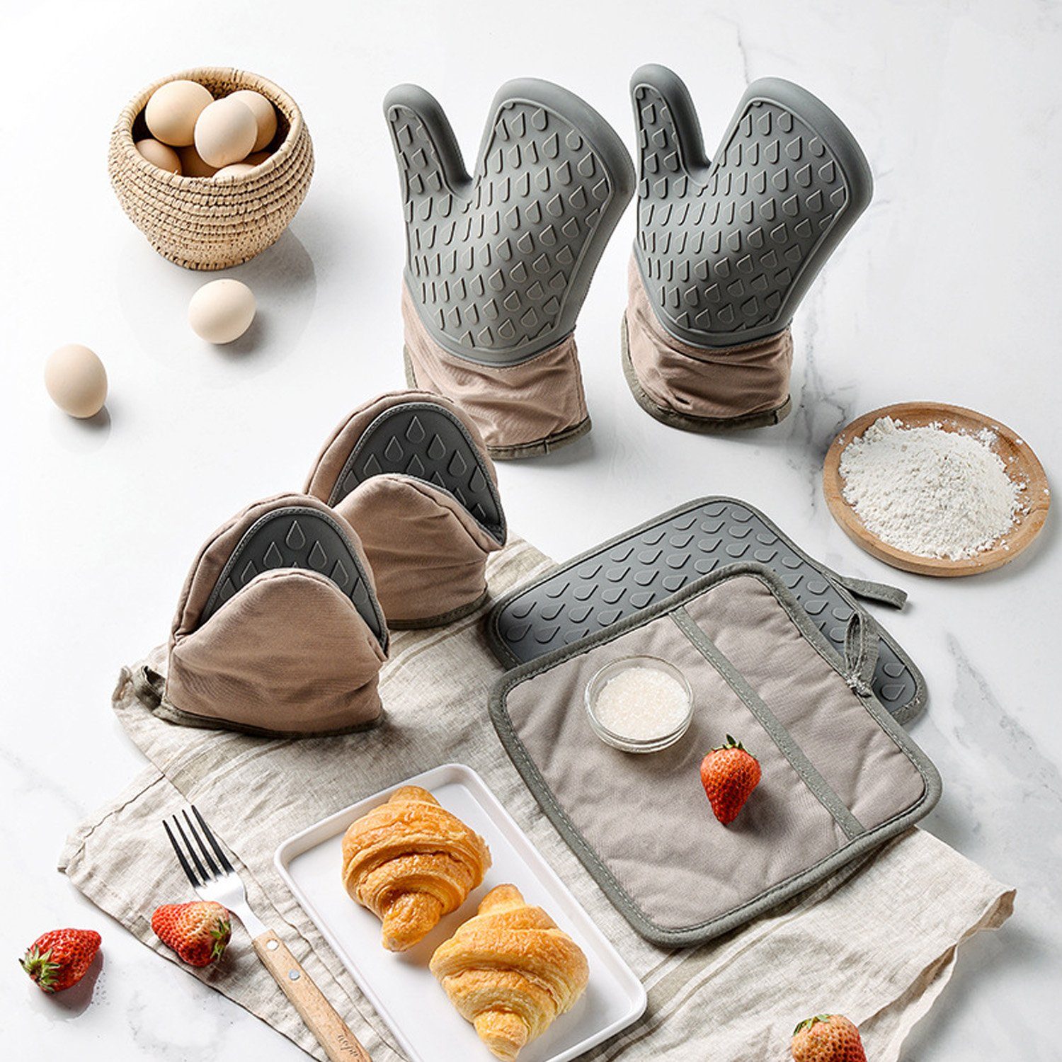 zggzerg Topflappen Ofenhandschuhe Silikon-6er Set günstig online kaufen