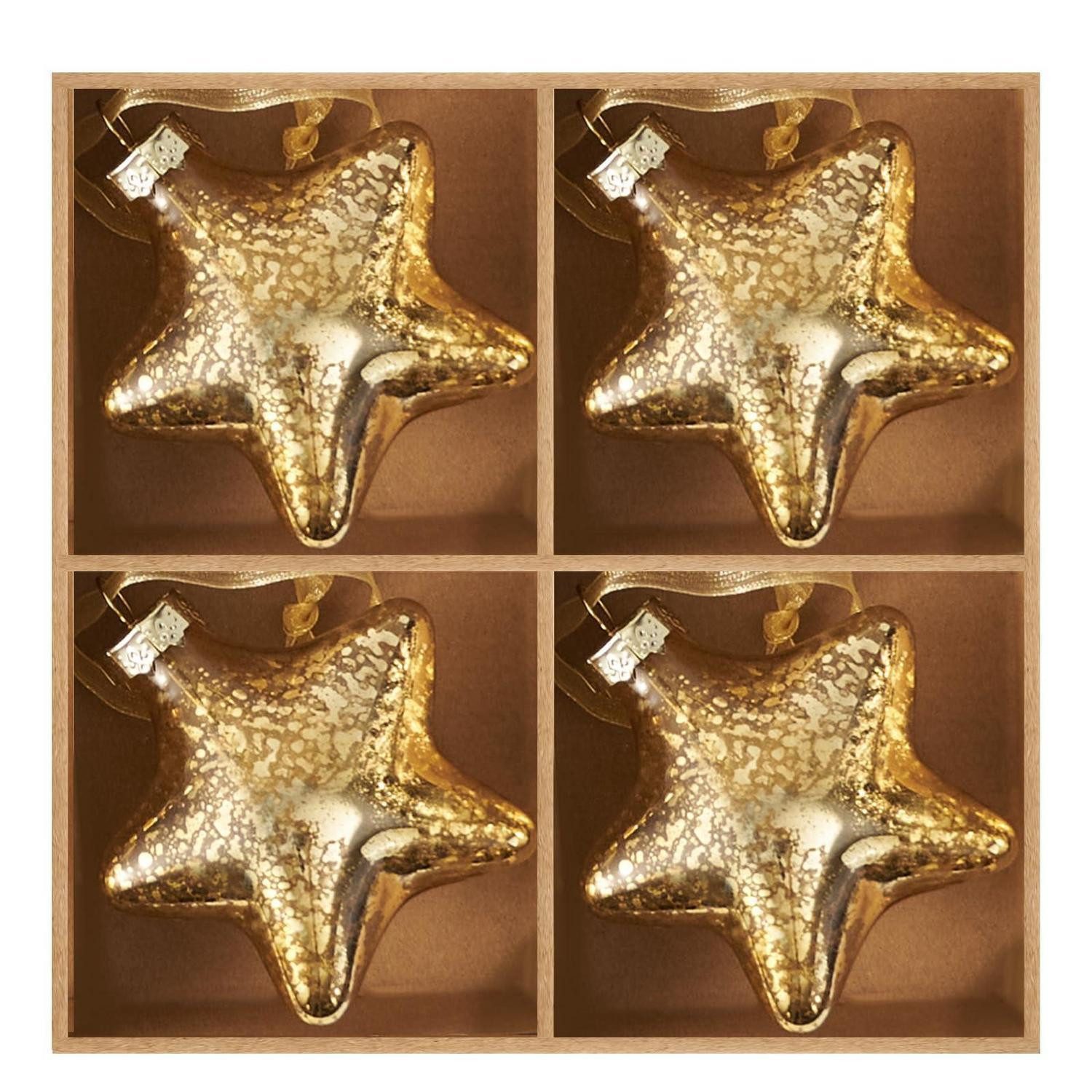 LuxusKollektion Christbaumschmuck Weihnachtskugeln Glas Sterne Gold 8cm