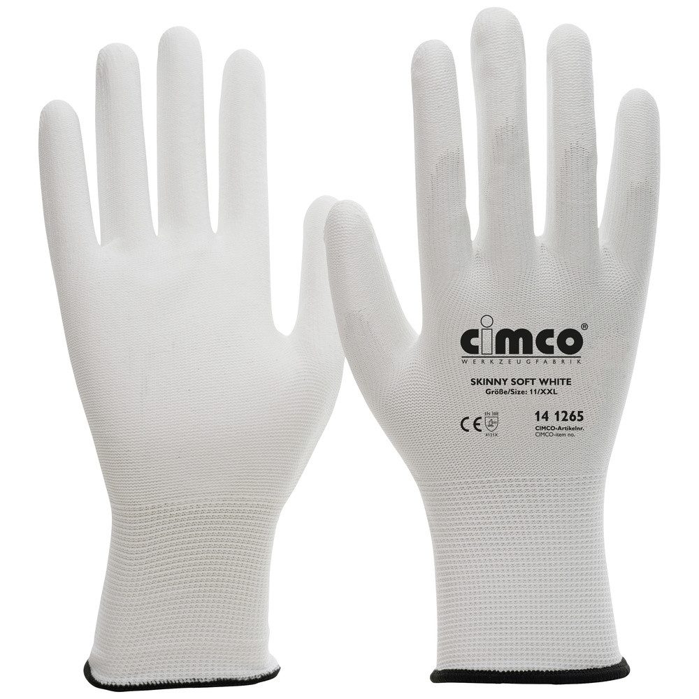 Cimco Arbeitshandschuhe Cimco 141264 Skinny Soft White Nylon Arbeitshandschuh Größe (Handschuh