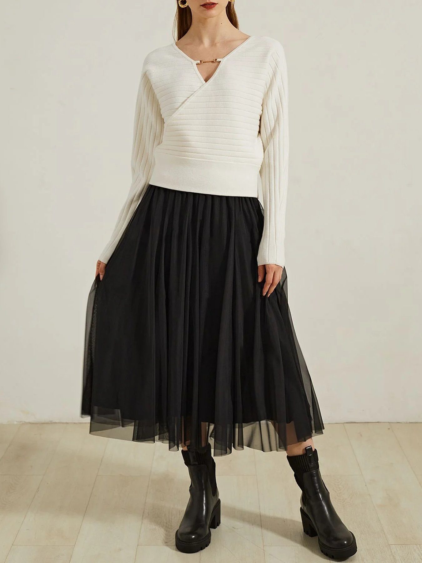 DEBAIJIA Meshrock Meshrock Damen Maxirock Sommer Elegant Lange Röcke Kleid Hohe Taille