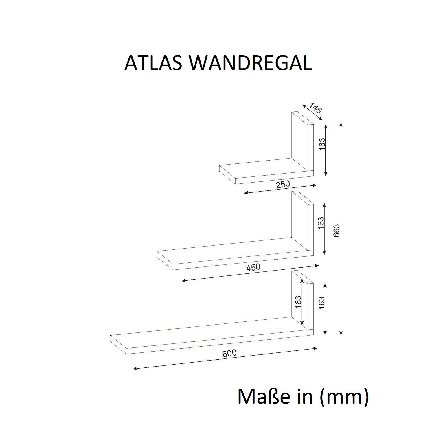 Platzsparend Atlas Wandregal moebel17 Weiß, Wandregal