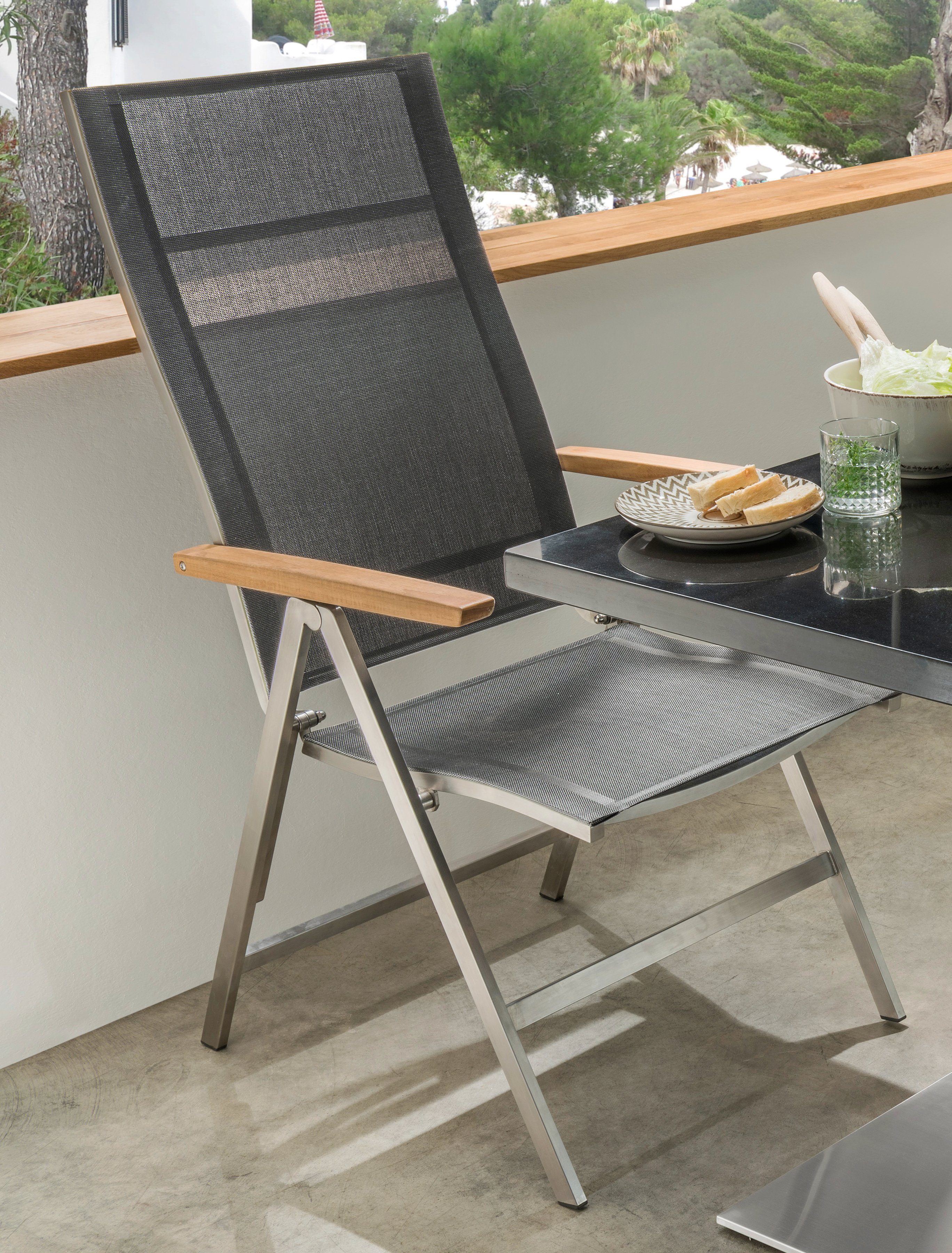 Destiny Hochlehner ALTOS, Edelstahl, Textilene, Teakholz