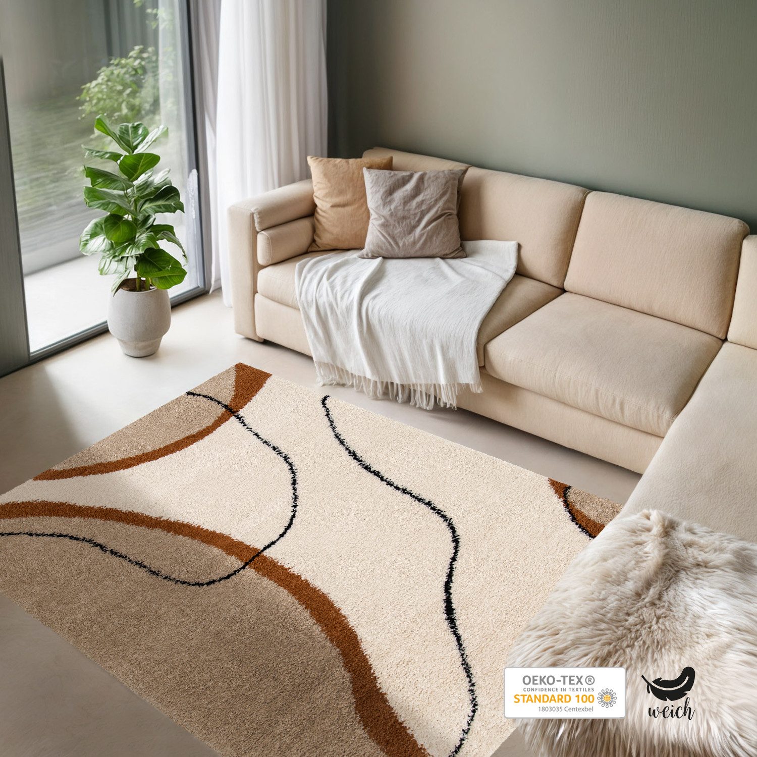 DomDeco Hochflor-Teppich Hochflorteppich Momo und Lunor, Schlafzimmerteppic günstig online kaufen