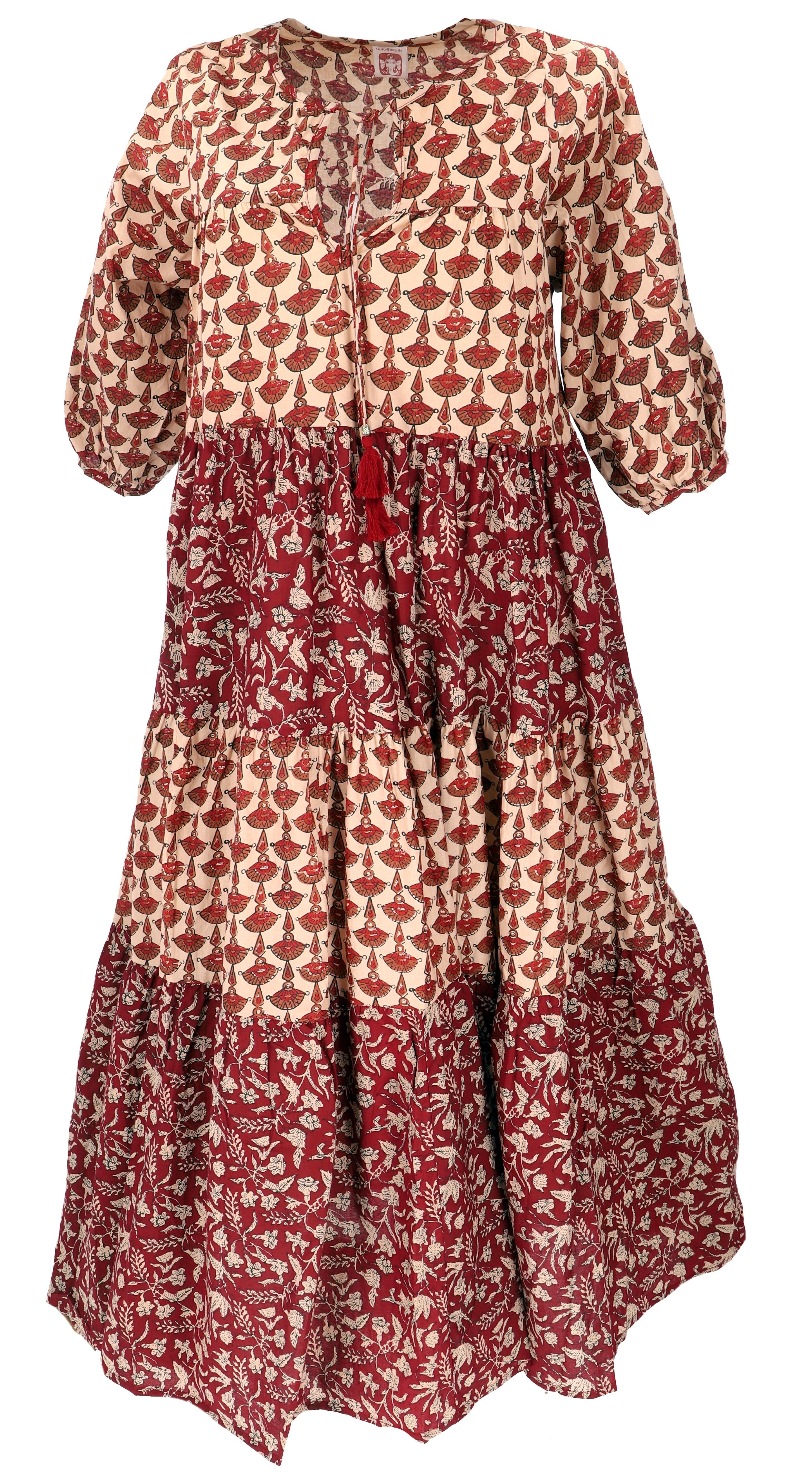 Midikleid Boho Baumwoll Maxikleid, gestuftes Sommerkleid,..