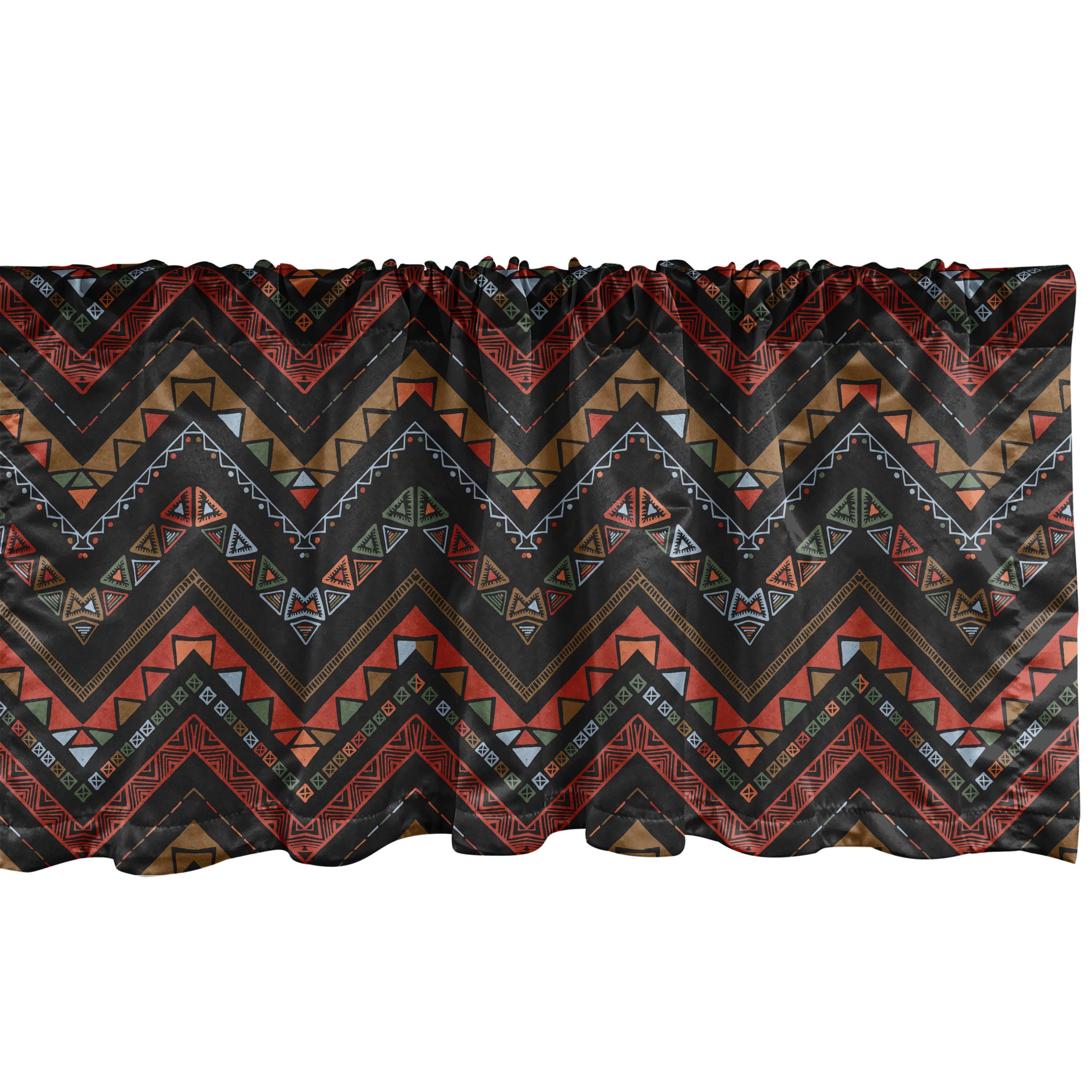 Scheibengardine Vorhang Volant für Küche Aztekisch Ethnical Abakuhaus, Schlafzimmer Zigzag Dekor Kunst mit Chevron Stangentasche, Microfaser