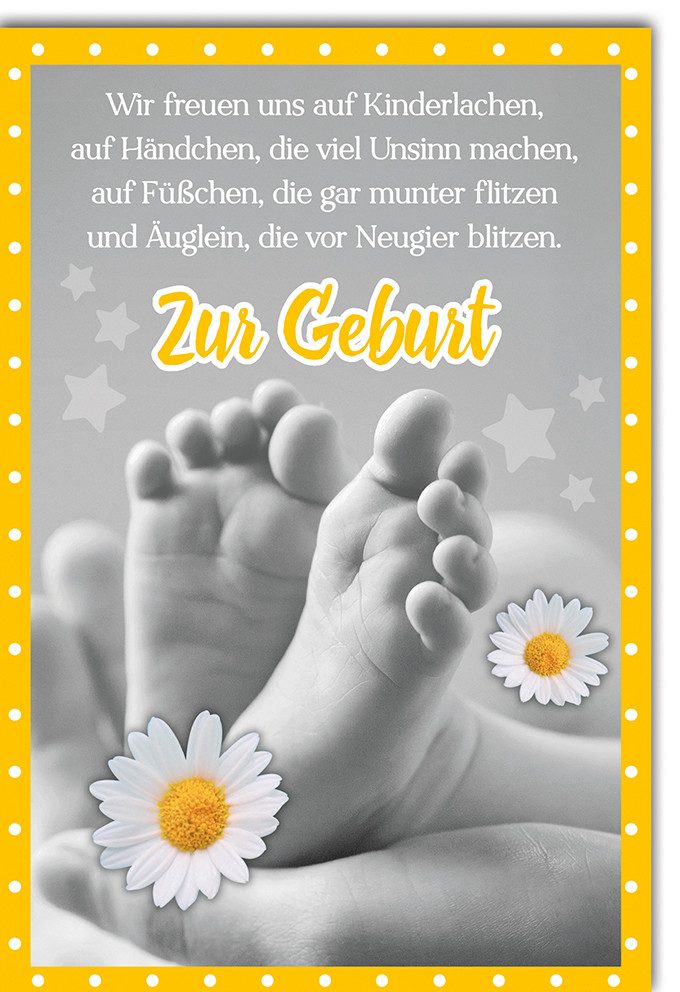 Verlag Dominique Grußkarten Geburt - Baby - Freudiges Ereignis - Karte mit Umschlag - Babyfüßchen