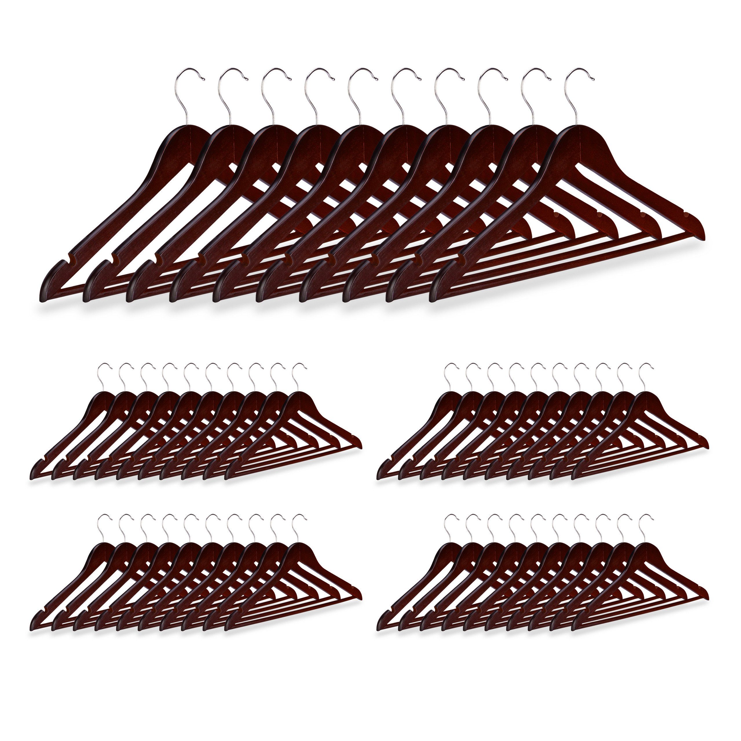 relaxdays Kleiderbügel Holz Kleiderbügel 50er Set, braun