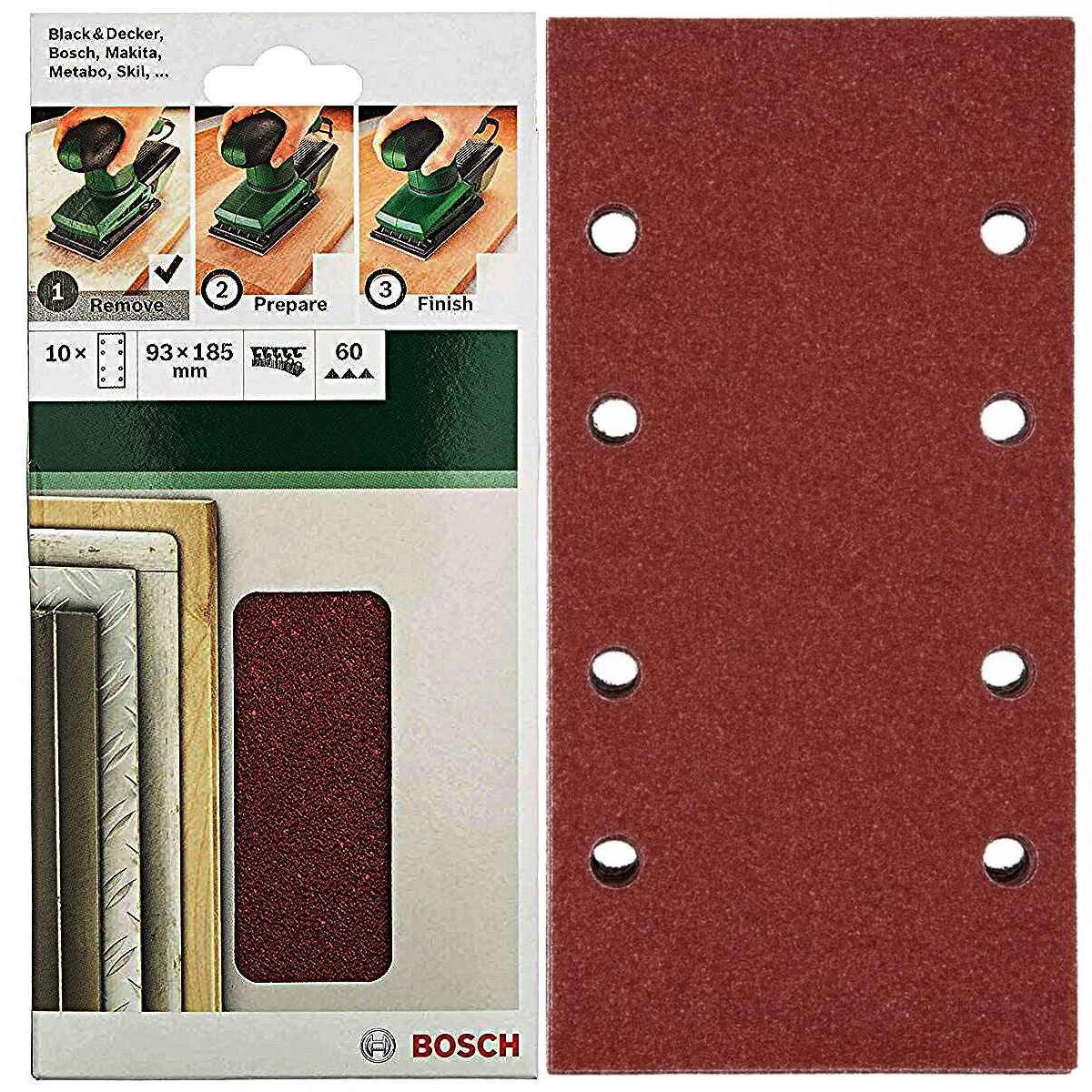 Schleifpapier Schleifblatt Klett 10 Stück, 93x185 mm Körnung 80 für Schwingschleifer