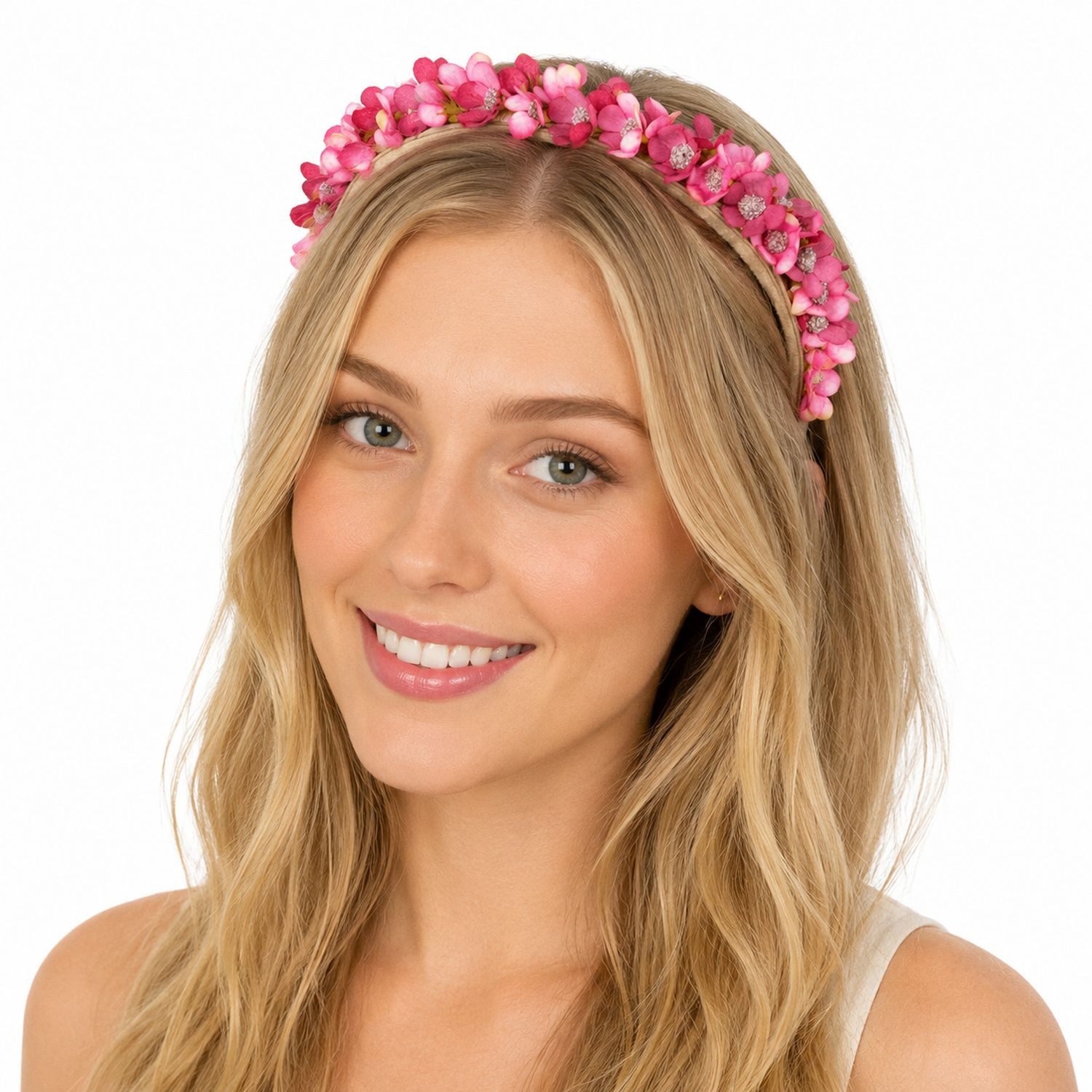Trachtenland Haarreif Blumen Kranz "Elfe" - Schmaler Blütenkranz Haarschmuck Hochzeit