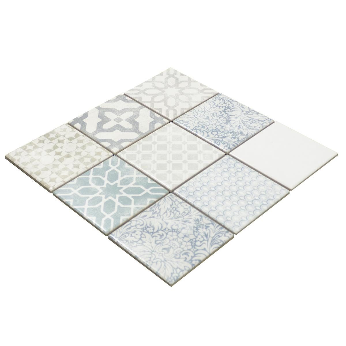 Mosafil Mosaikfliesen Keramik Mosaik Fliesen Venezia Ornament, Keramik 29.700x29.700, bunt, Verlegefertig auf ein Netz geklebt - Frostsicher - Wasserfest