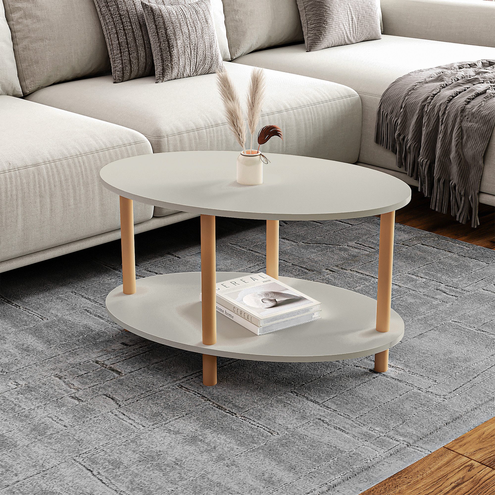 en.casa Couchtisch, »Højreby« oval Beine aus günstig online kaufen